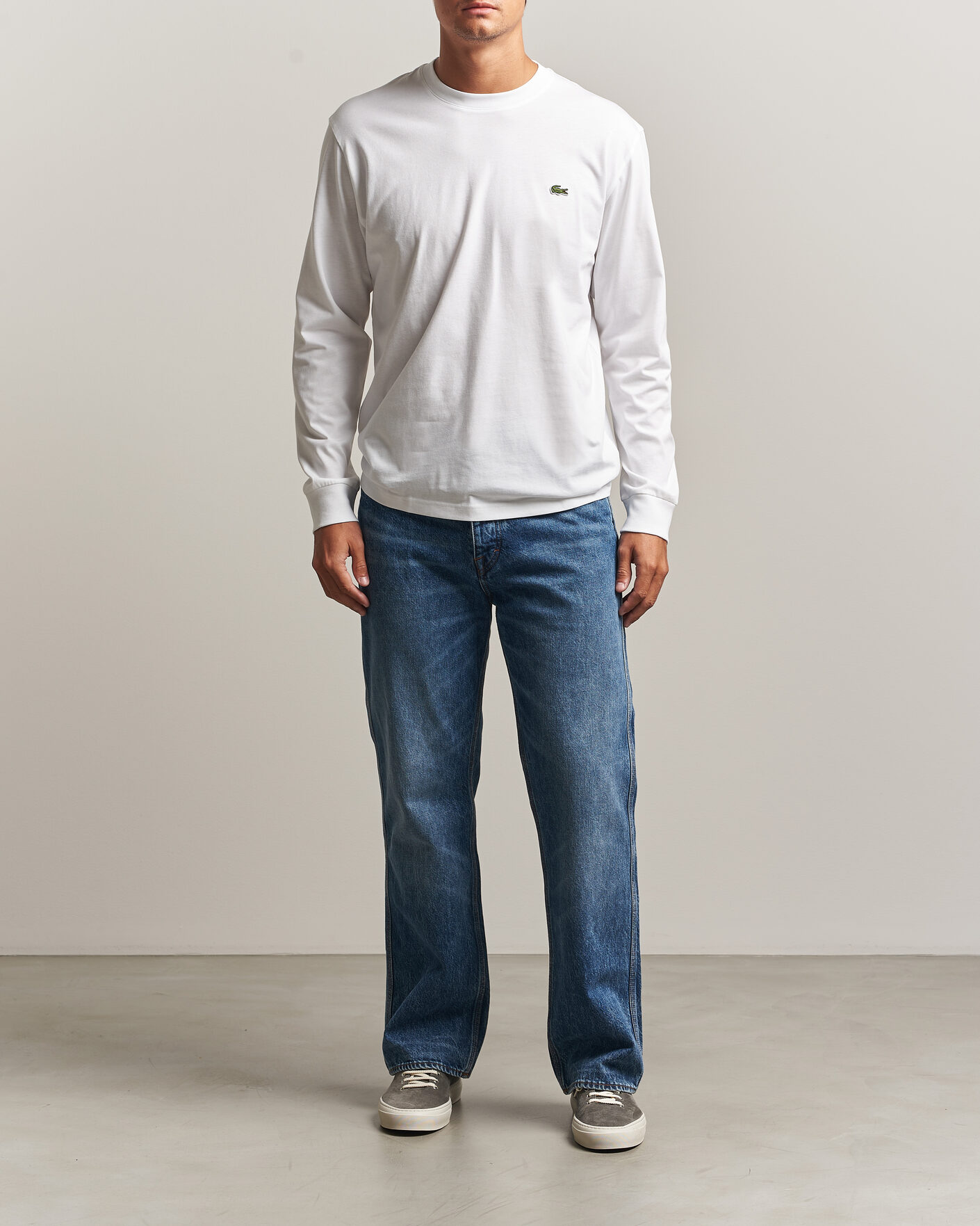 Herren | T-Shirts | Lacoste | Crew Neck Long Sleeve T-Shirt White