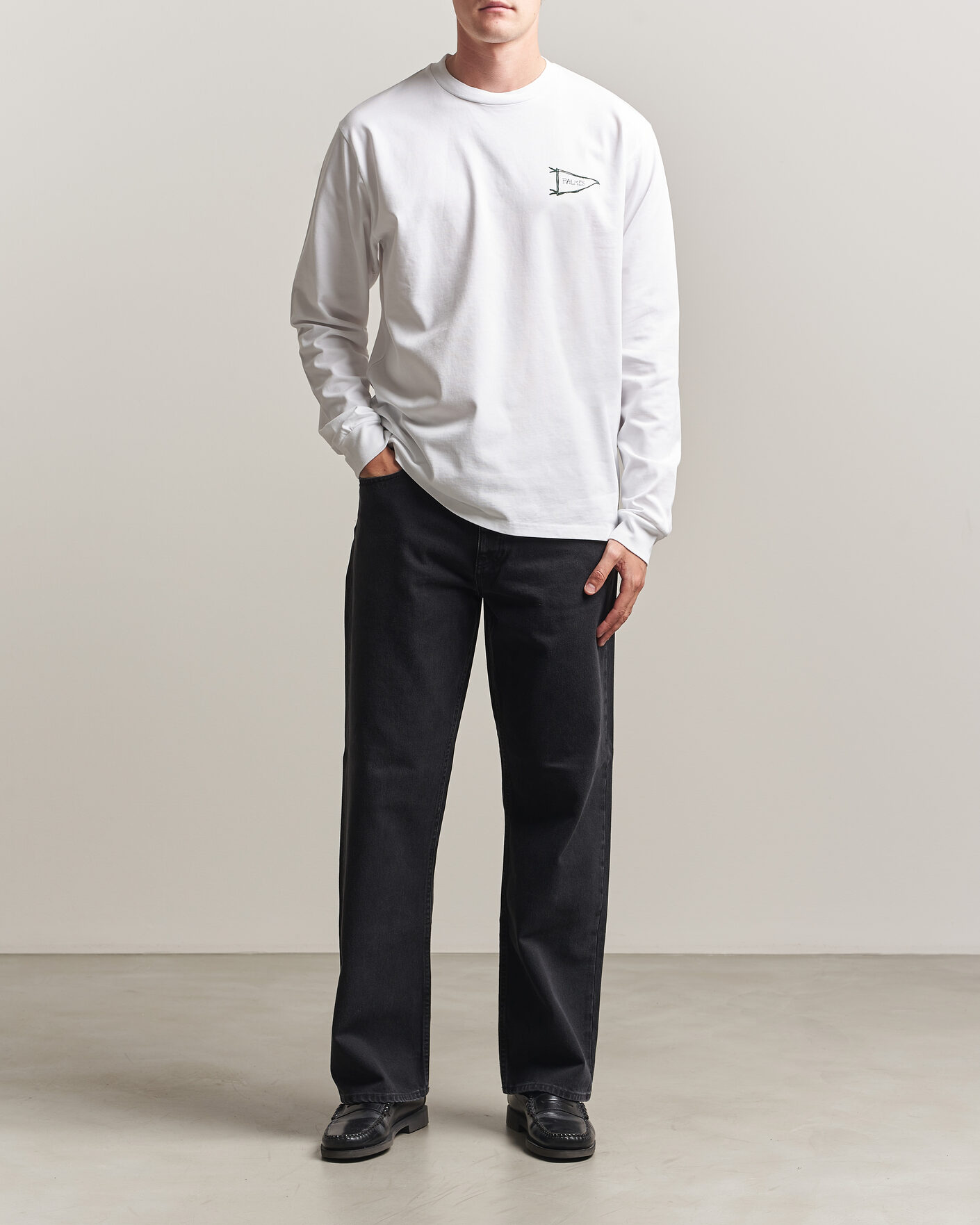 Herren | T-Shirts | Palmes | Pennant Long Sleeve T-Shirt White