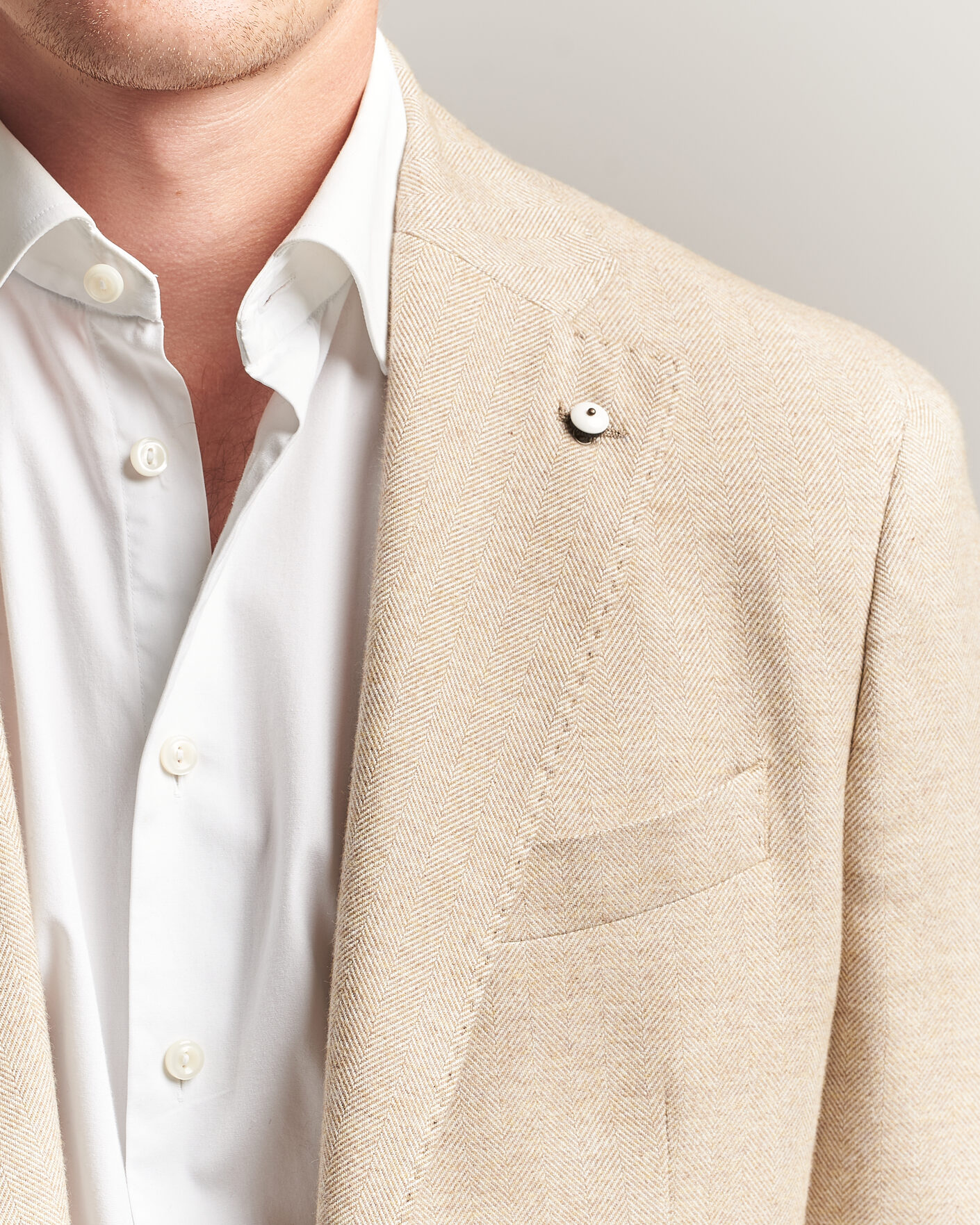 Herren | Sakkos | L.B.M. 1911 | Jack Cotton Herringbone Blazer Beige