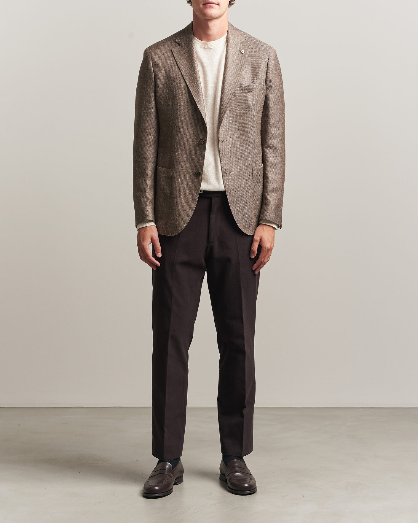 Herren | Sakkos | L.B.M. 1911 | Jack Wool/Silk Hopsack Blazer Brown