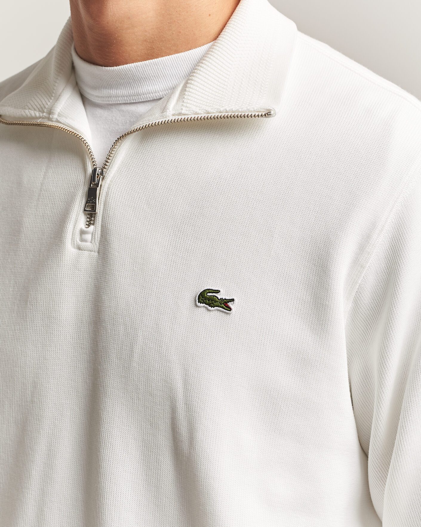 Herren | Pullover | Lacoste | Rib Interlock Half Zip Flour