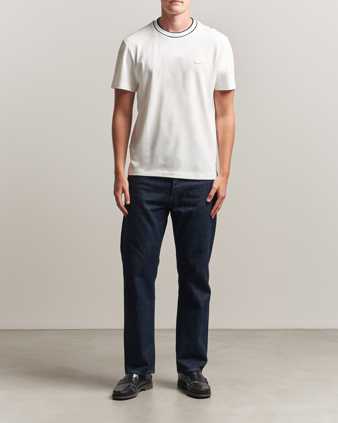 Herren | T-Shirts | Lacoste | Contrast Rib Piqué T-Shirt Flour