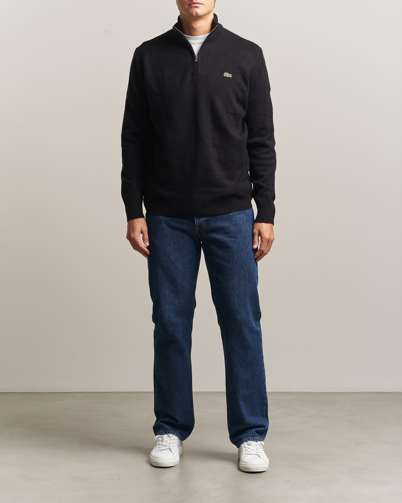 Herren | Pullover | Lacoste | Carded Wool Half Zip Black