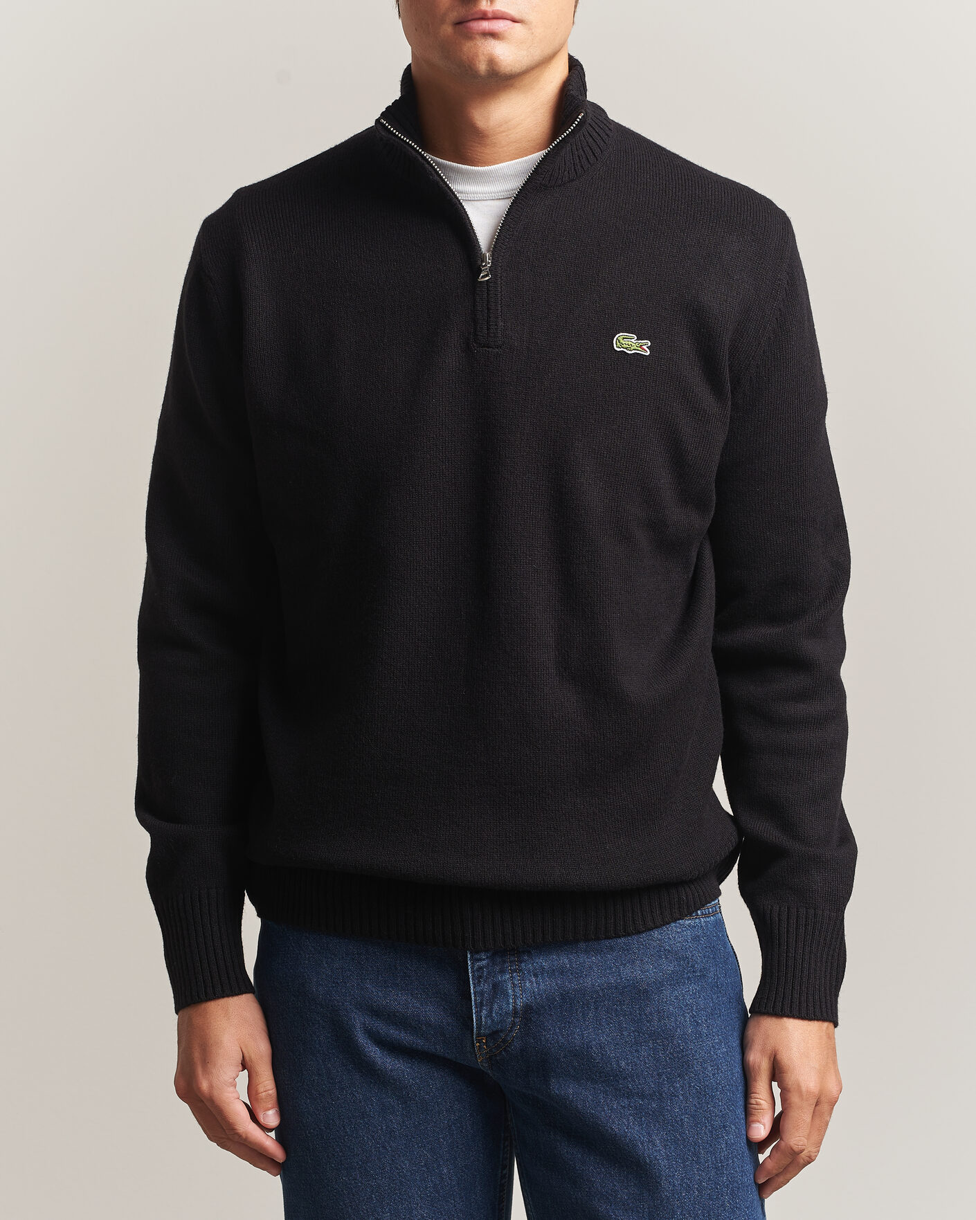 Herren | Pullover | Lacoste | Carded Wool Half Zip Black