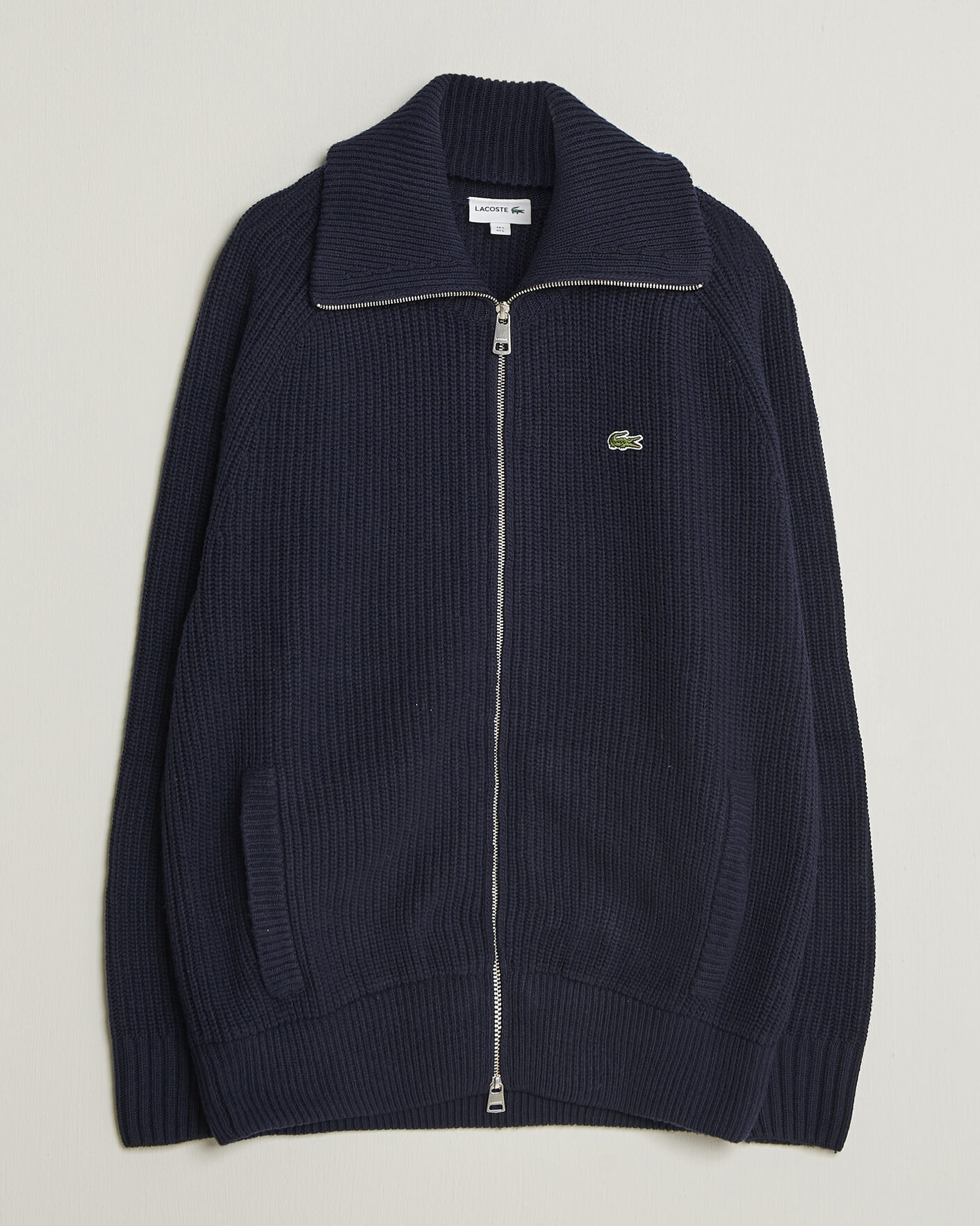 Herren | Pullover | Lacoste | Heavy Wool Knitted Full Zip Navy Blue