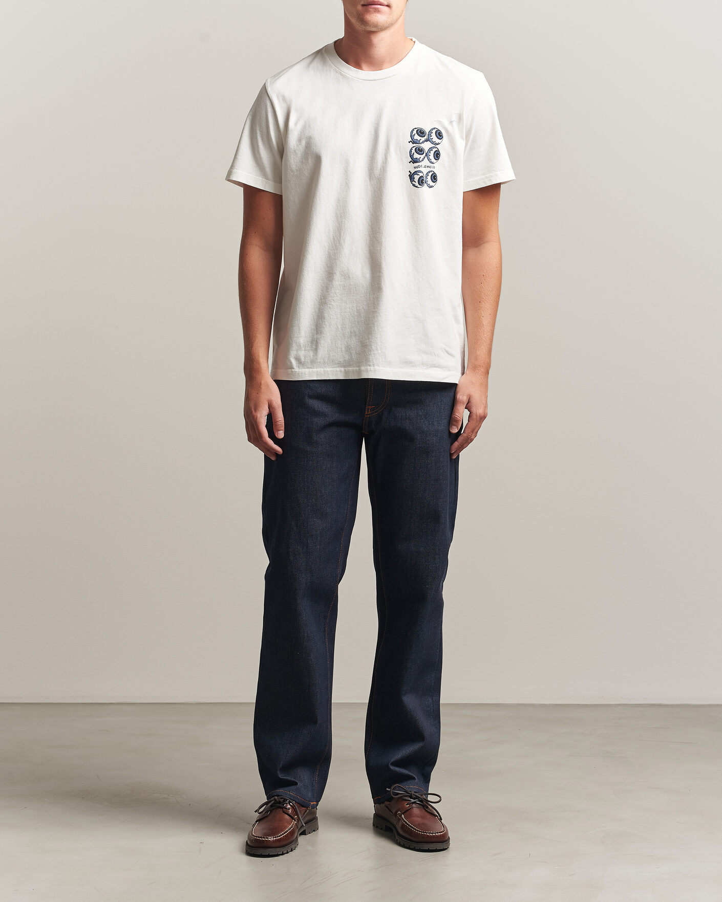 Herren | T-Shirts | Nudie Jeans | Roy Wall Crack T-Shirt Chalk White