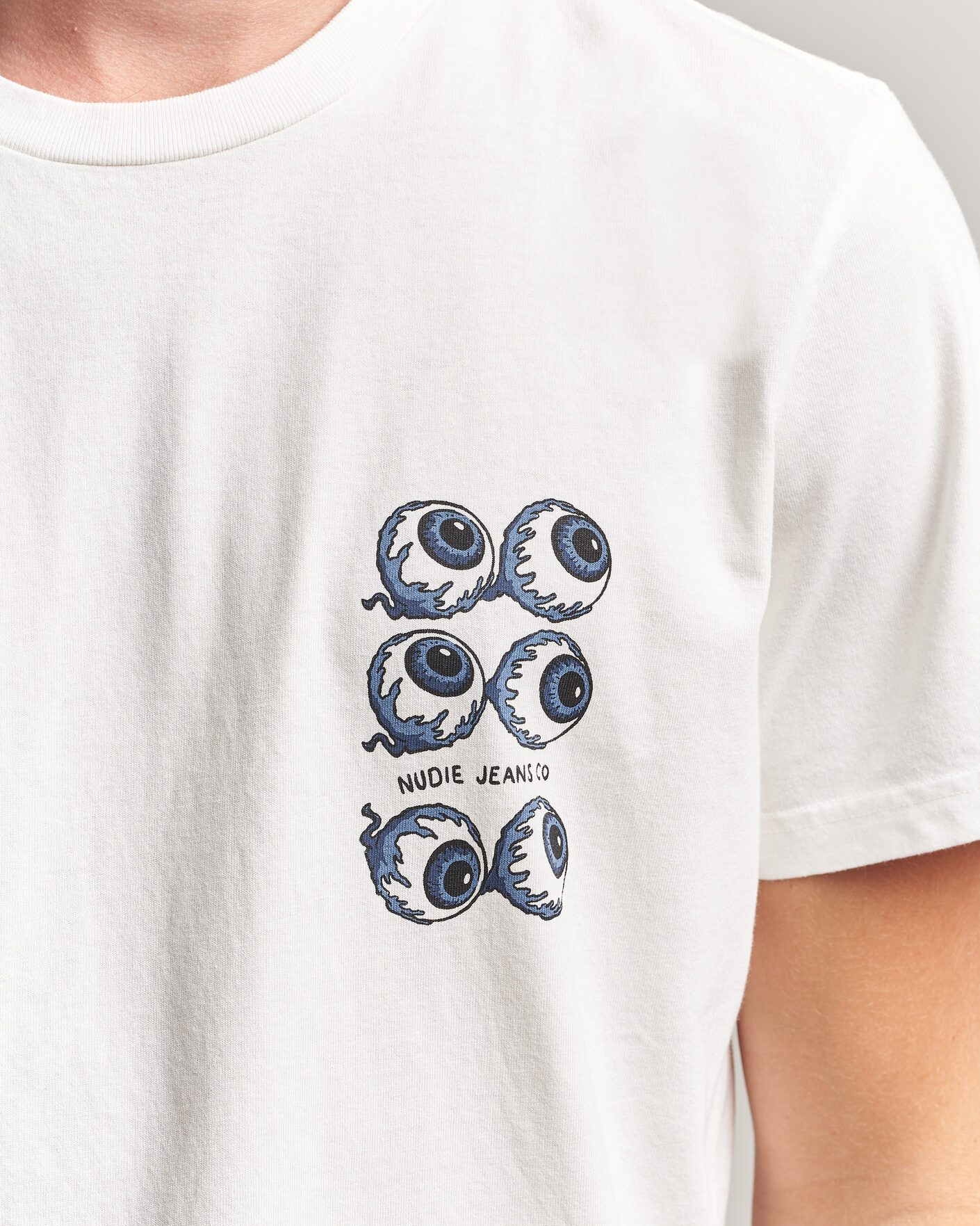 Herren | T-Shirts | Nudie Jeans | Roy Wall Crack T-Shirt Chalk White