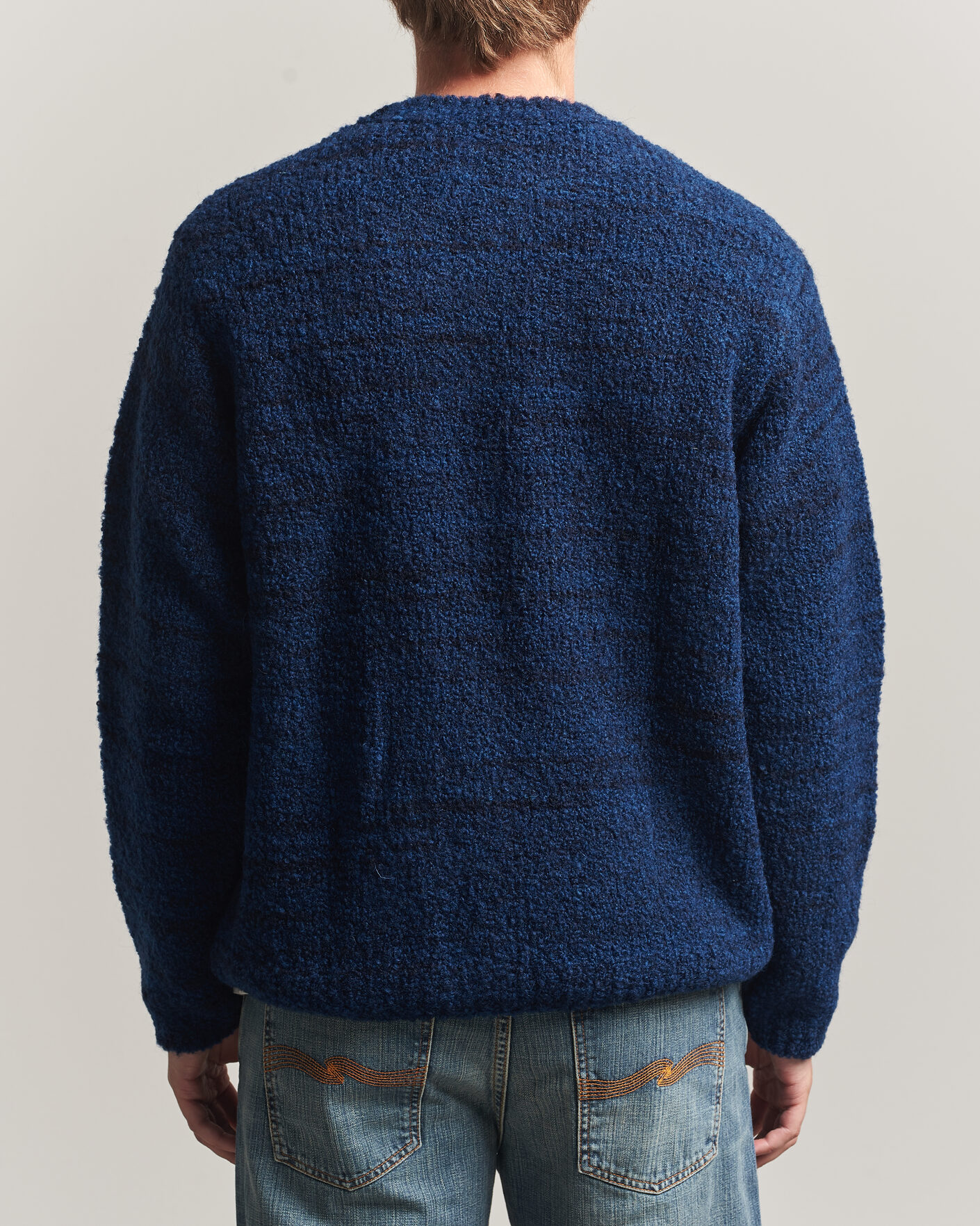 Herren | Pullover | Nudie Jeans | Gurra Bouclé Knitted Sweater Blue Multi