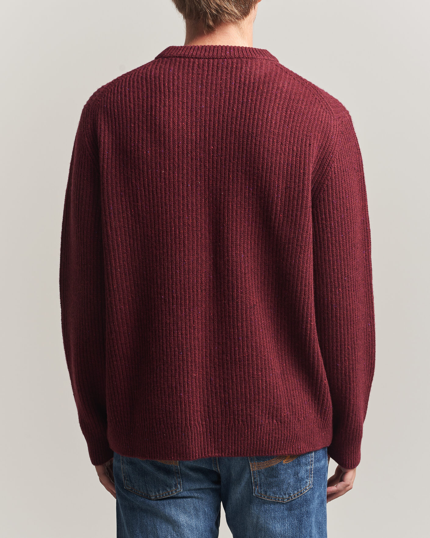 Herren | Pullover | Nudie Jeans | August Wool Rib Knitted Sweater Burgundy
