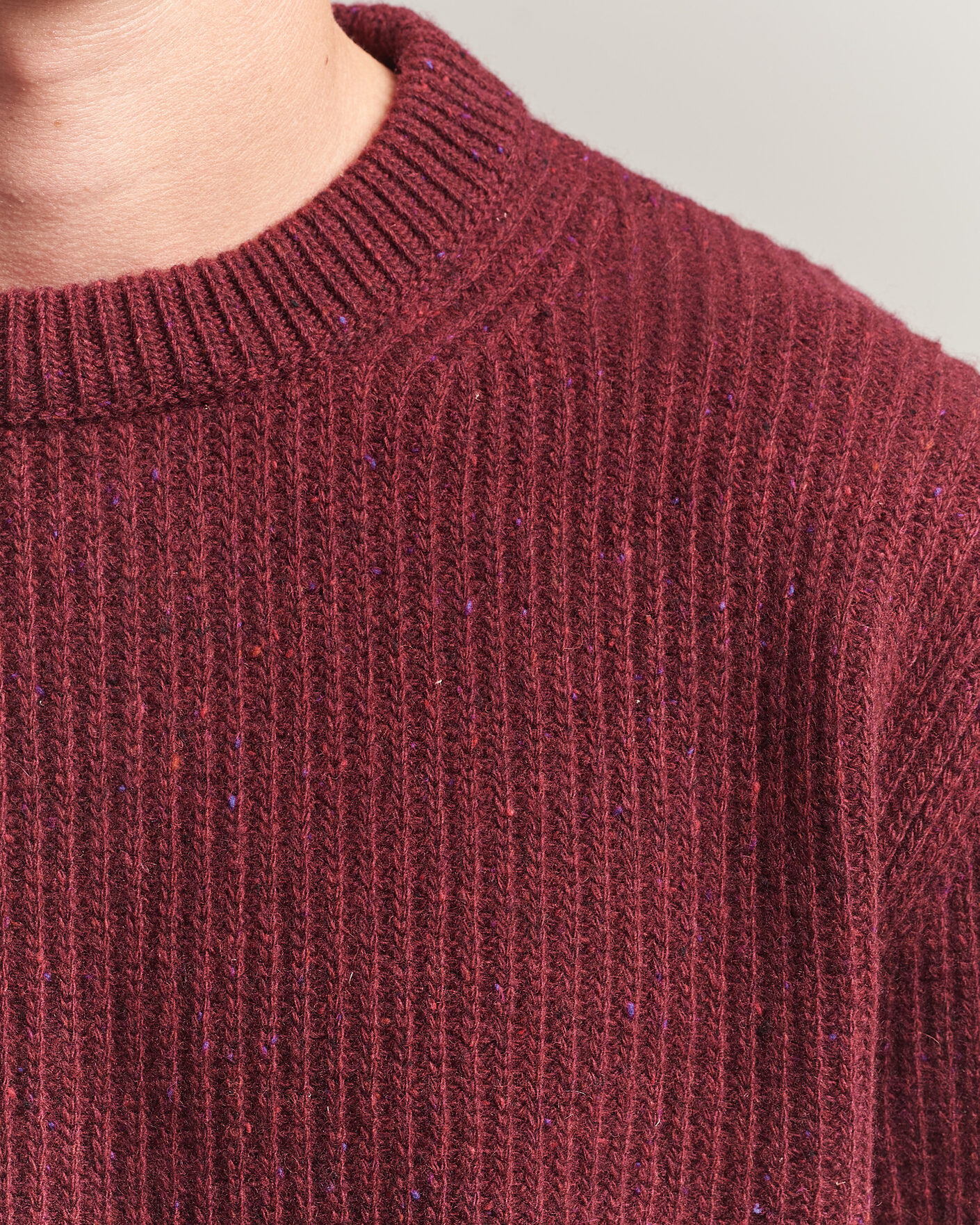 Herren | Pullover | Nudie Jeans | August Wool Rib Knitted Sweater Burgundy
