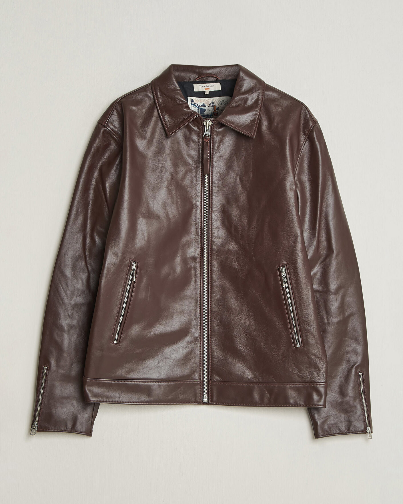 Herren | Jacken | Nudie Jeans | Eddy Rider Leather Jacket Burgundy Brown