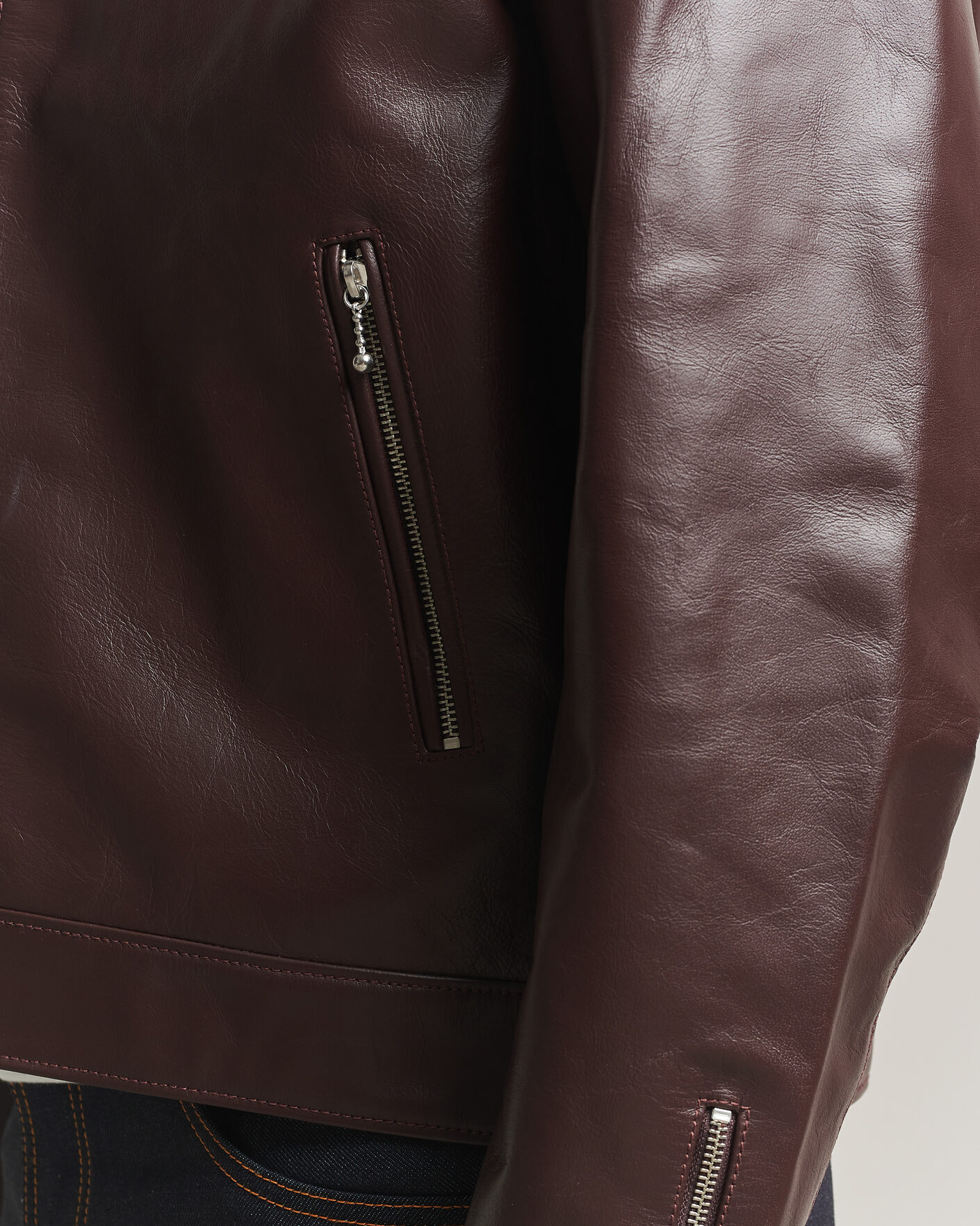 Herren | Jacken | Nudie Jeans | Eddy Rider Leather Jacket Burgundy Brown