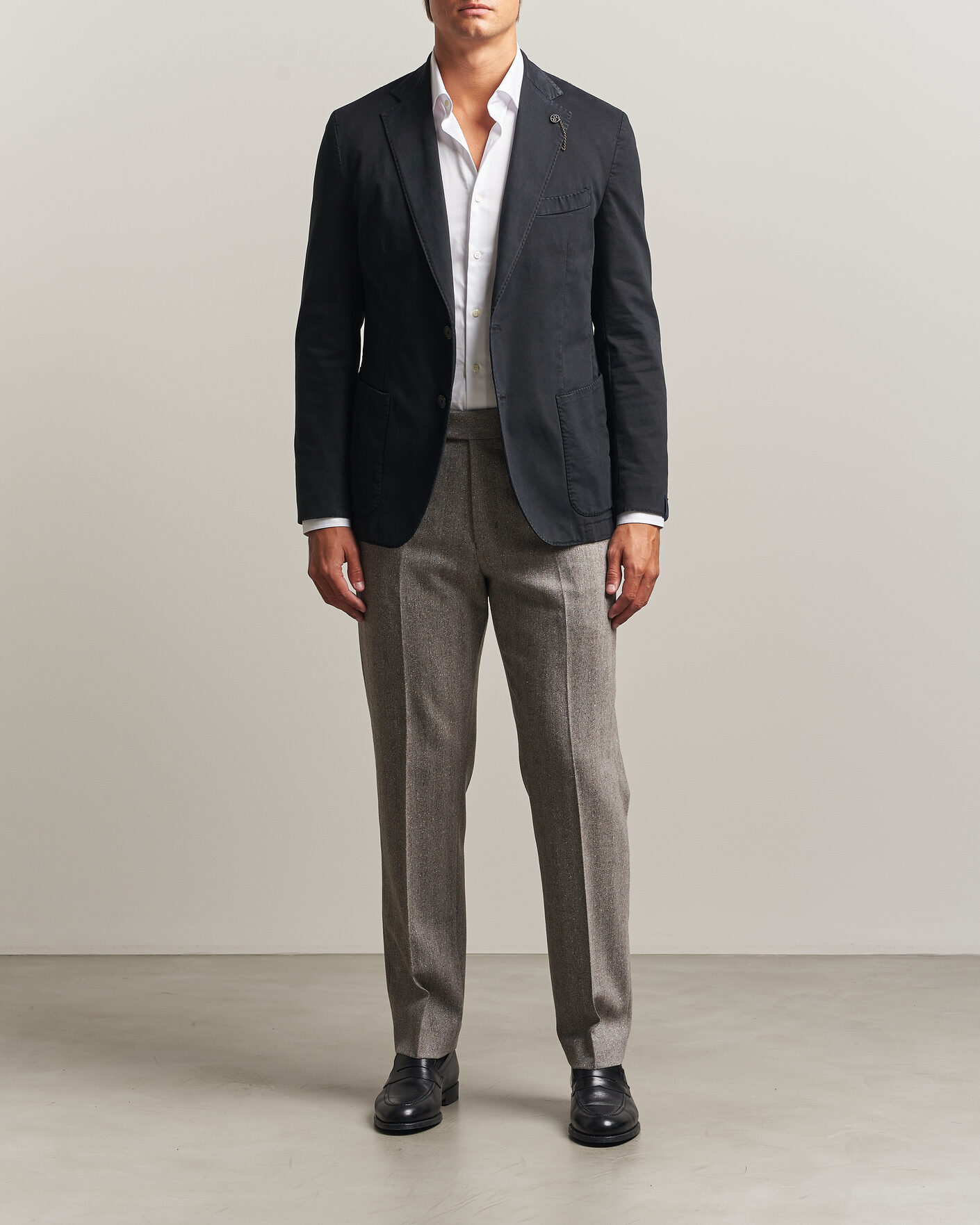 Herren | Sakkos | Santaniello | Washed Cotton Patch Pocket Blazer Black
