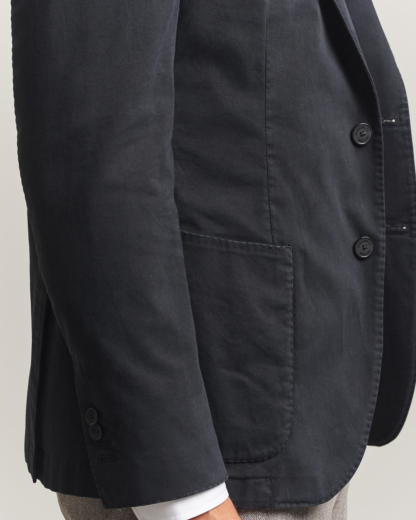 Herren | Sakkos | Santaniello | Washed Cotton Patch Pocket Blazer Black
