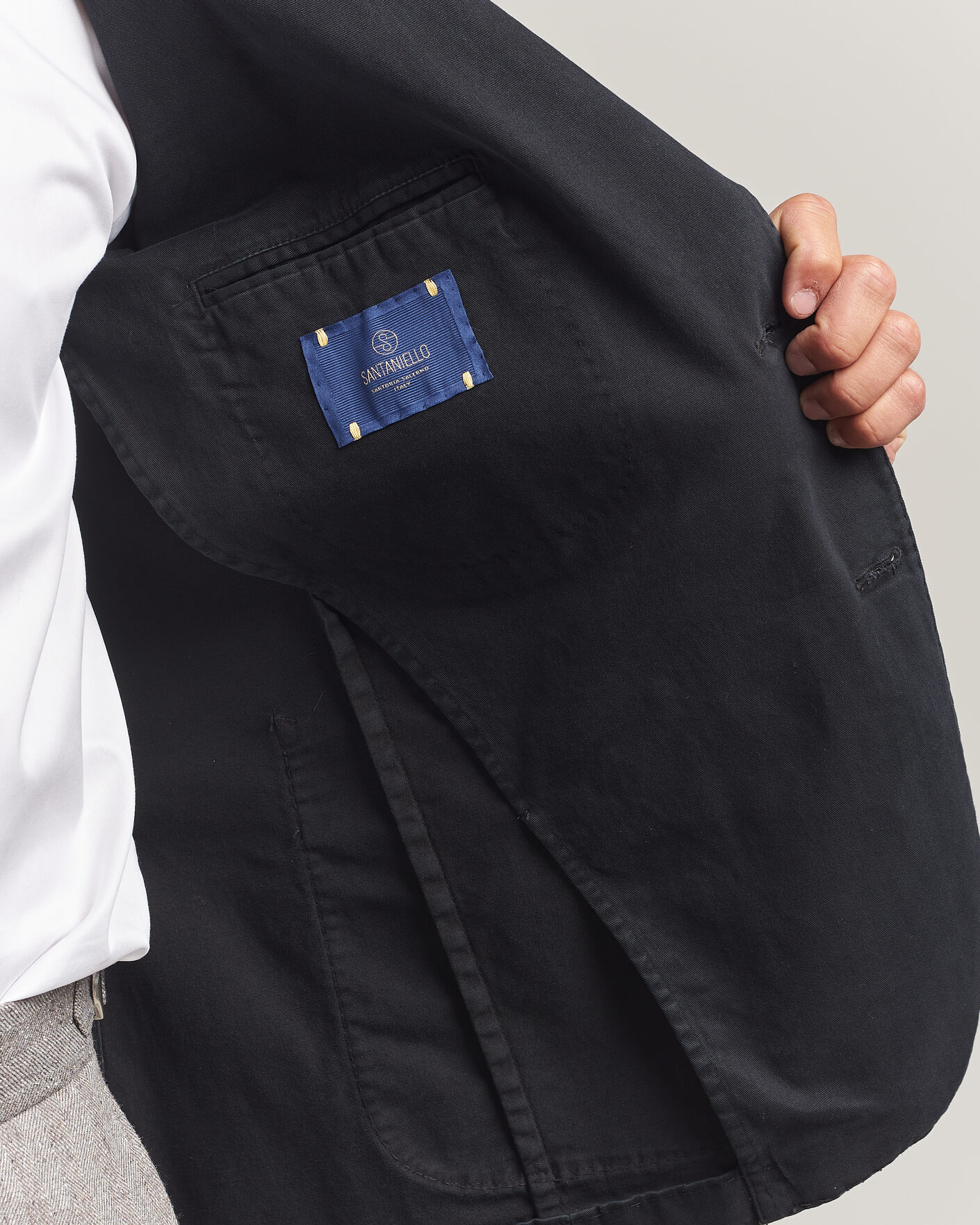 Herren | Sakkos | Santaniello | Washed Cotton Patch Pocket Blazer Black