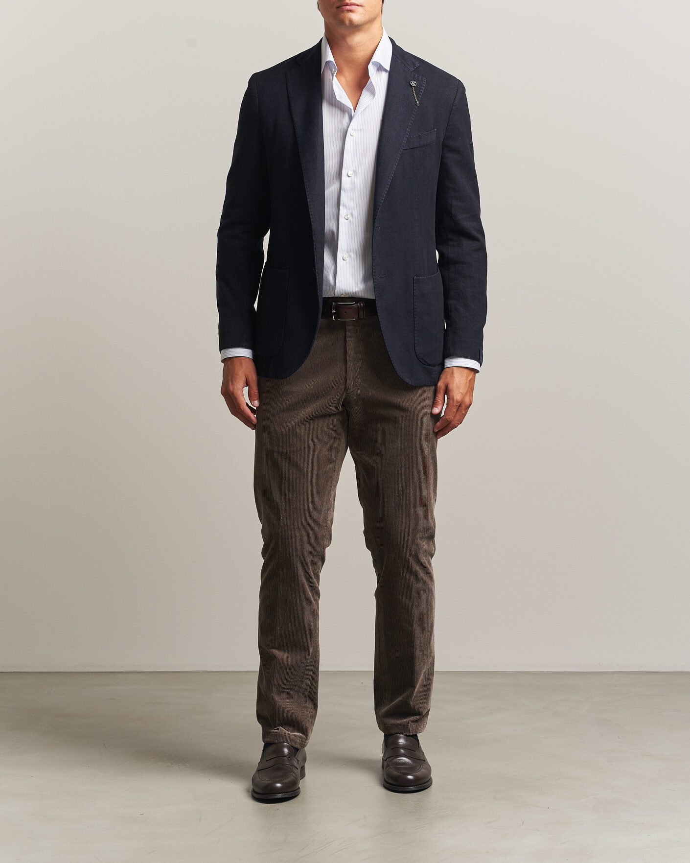 Herren | Sakkos | Santaniello | Soft Touch Cotton Herringbone Blazer Navy