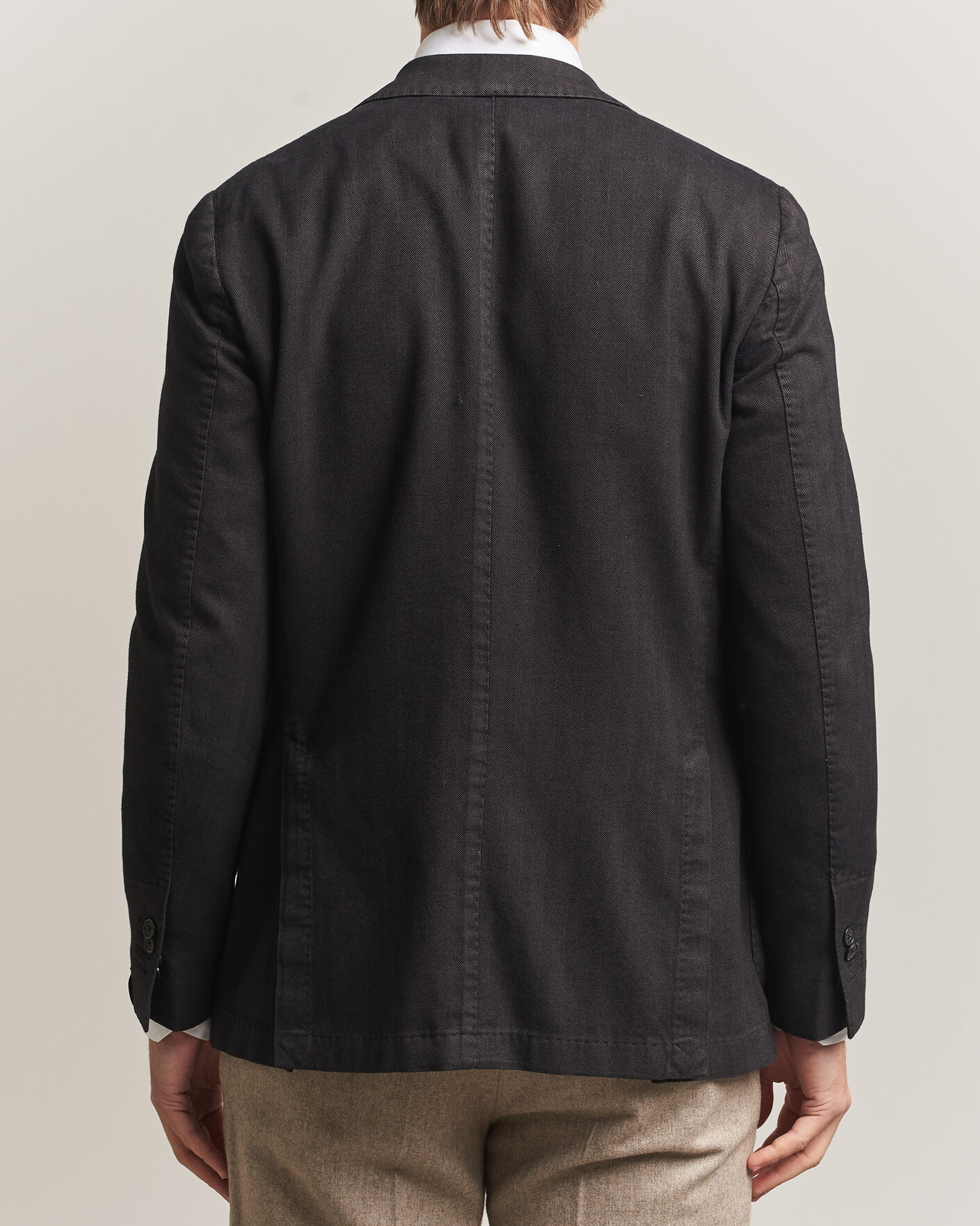 Herren | Sakkos | Santaniello | Soft Touch Cotton Herringbone Blazer Black