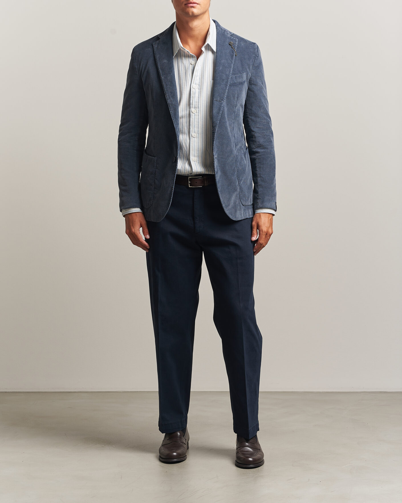 Herren | Hosen | Santaniello | Washed Cotton Trousers Navy