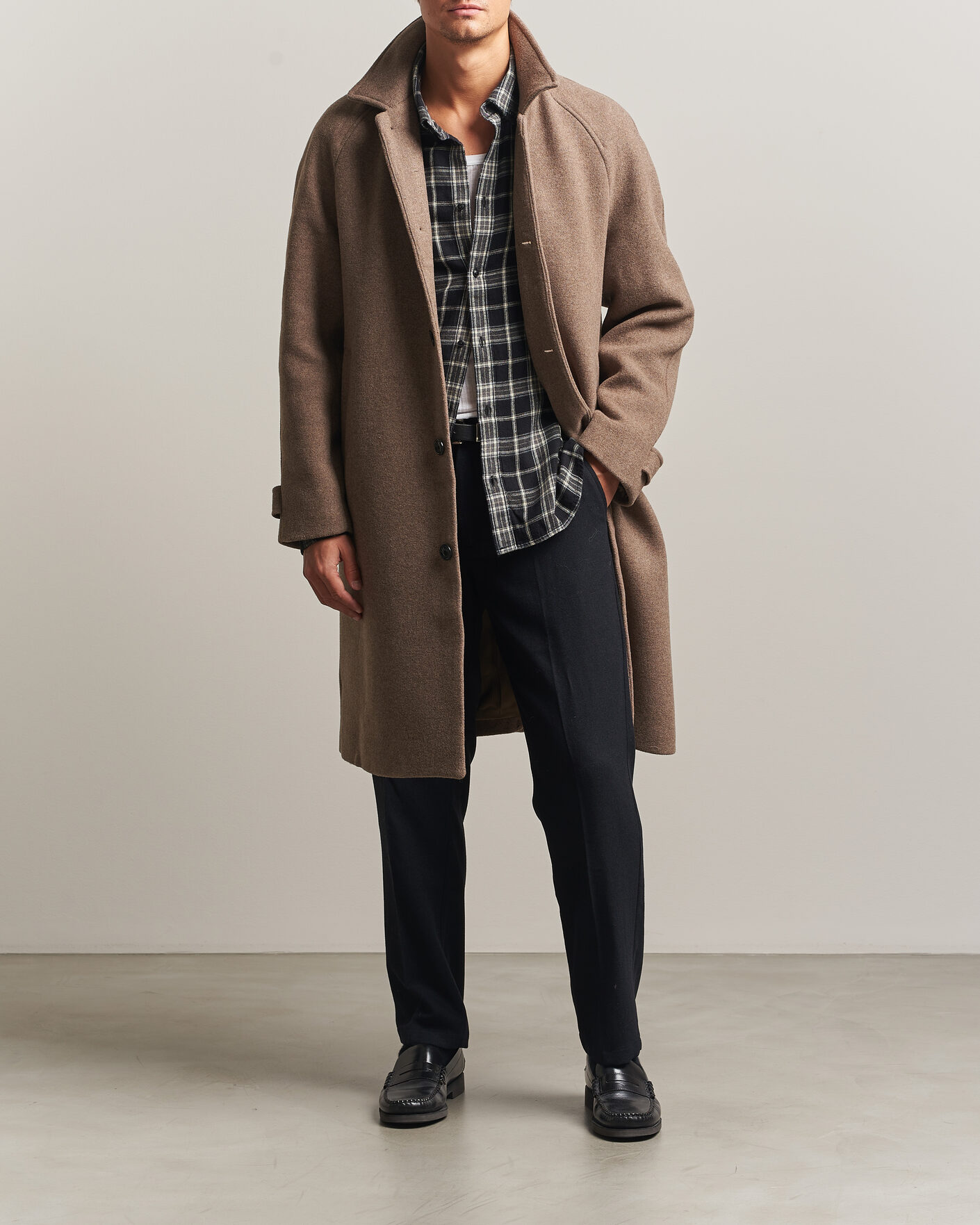 Herren | Jacken | LES DEUX | Solid Wool Coat Dark Sand Melange