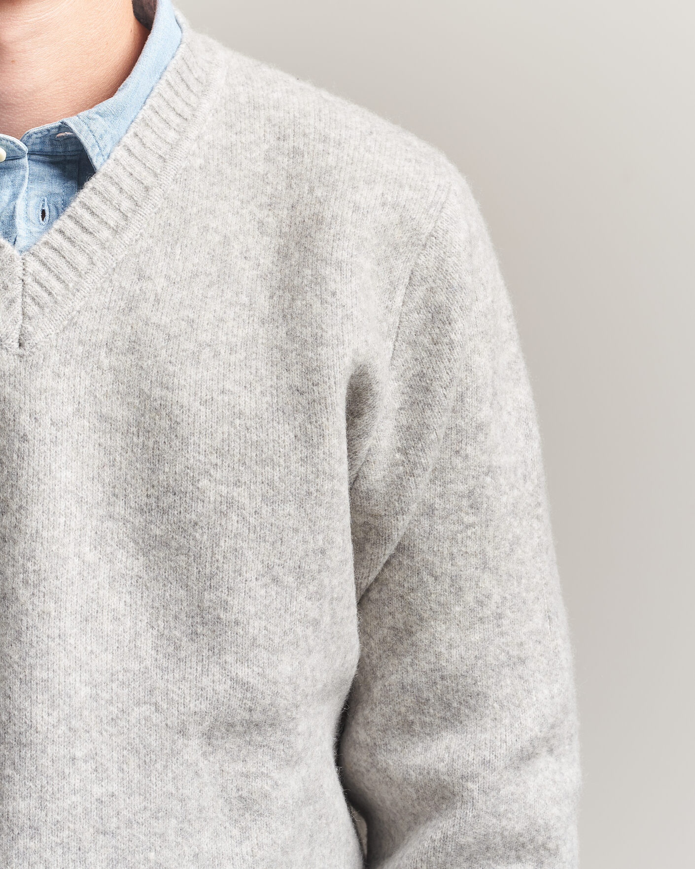 Herren | Pullover | LES DEUX | Melange V-Neck Knit Grey Melange