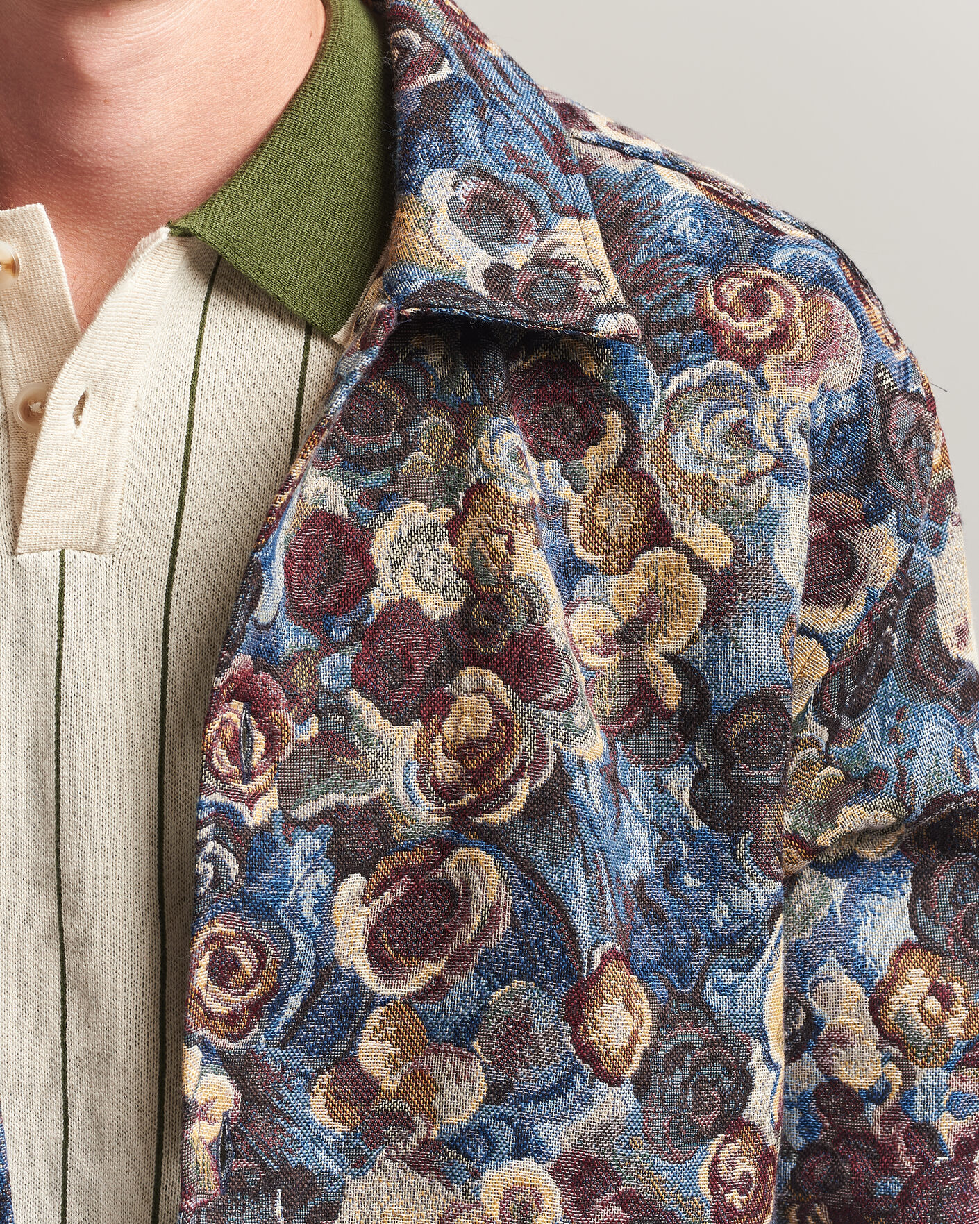 Herren | Hemden | LES DEUX | Flower Jaquard Overshirt Blue Multi