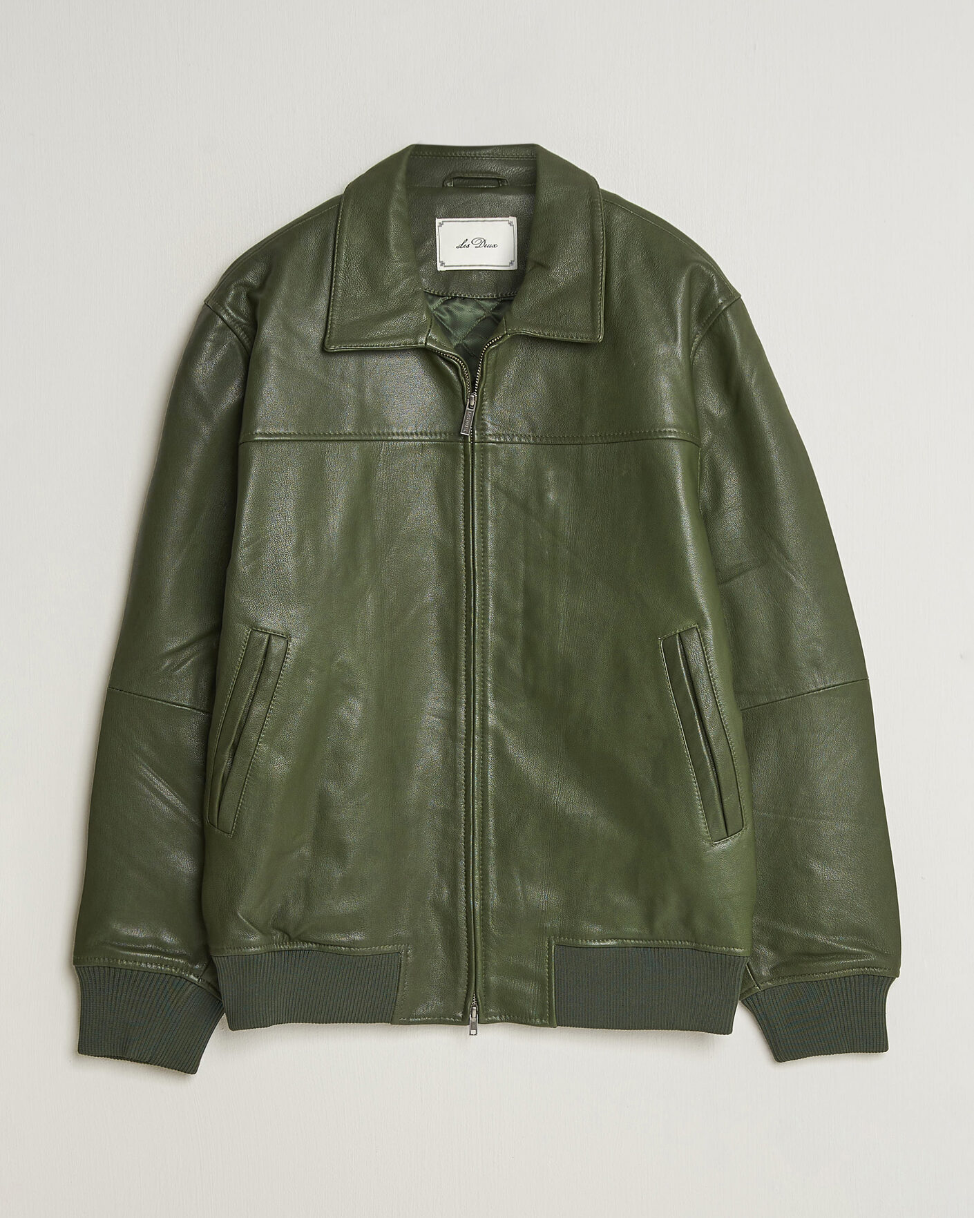 Herren | Jacken | LES DEUX | Leather Varsity Jacket Rifle Green