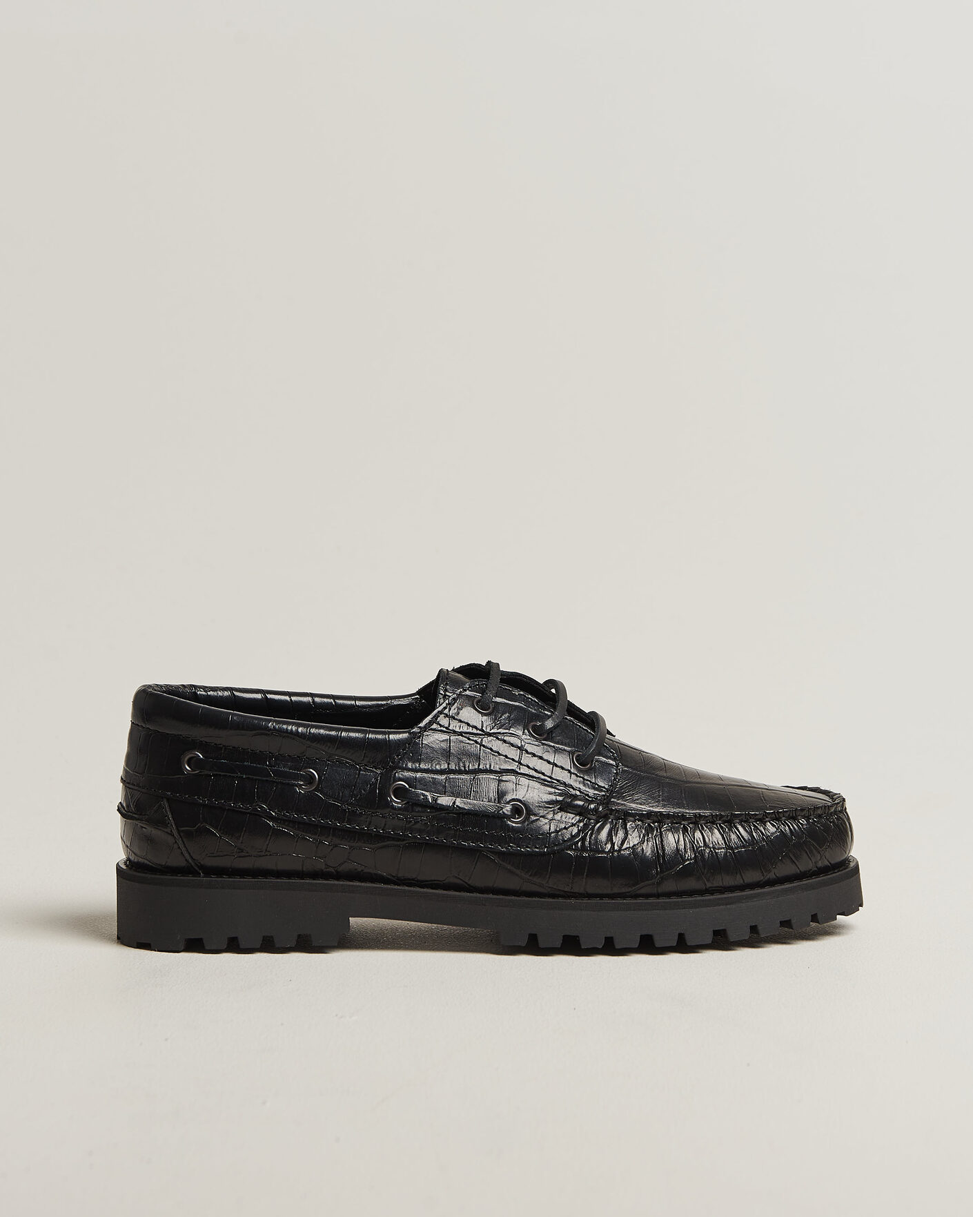 Herren | Segelschuhe | LES DEUX | Croco Boat Shoe Black