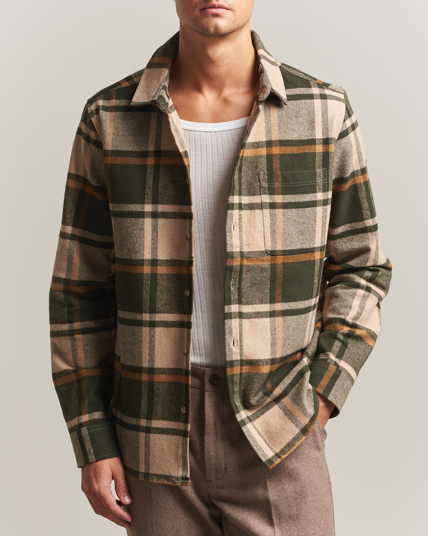 Herren | Hemden | LES DEUX | Check Flannel Shirt Rosin Green