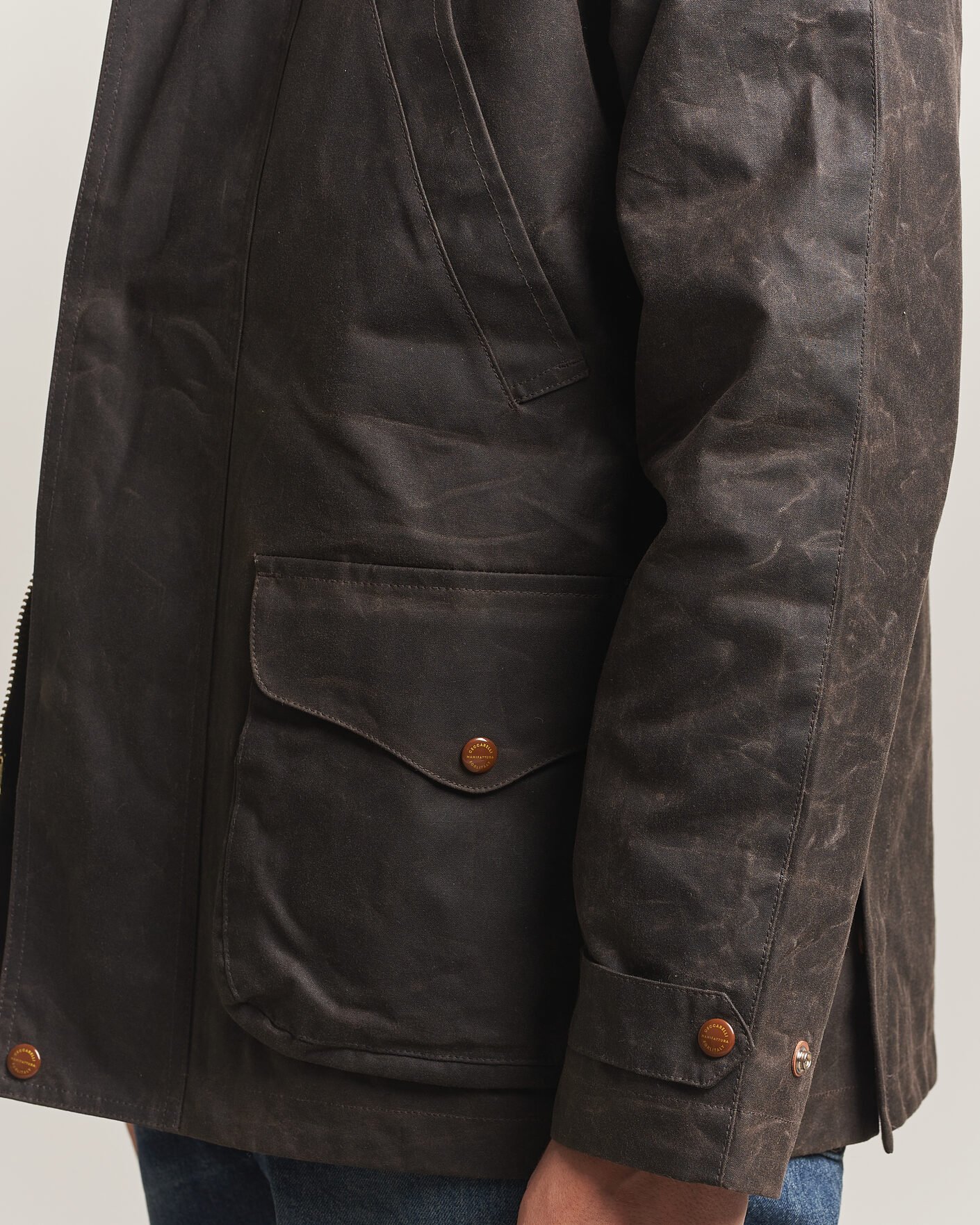 Herren | Jacken | Manifattura Ceccarelli | Rain Caban Wax Cloth Chocolate