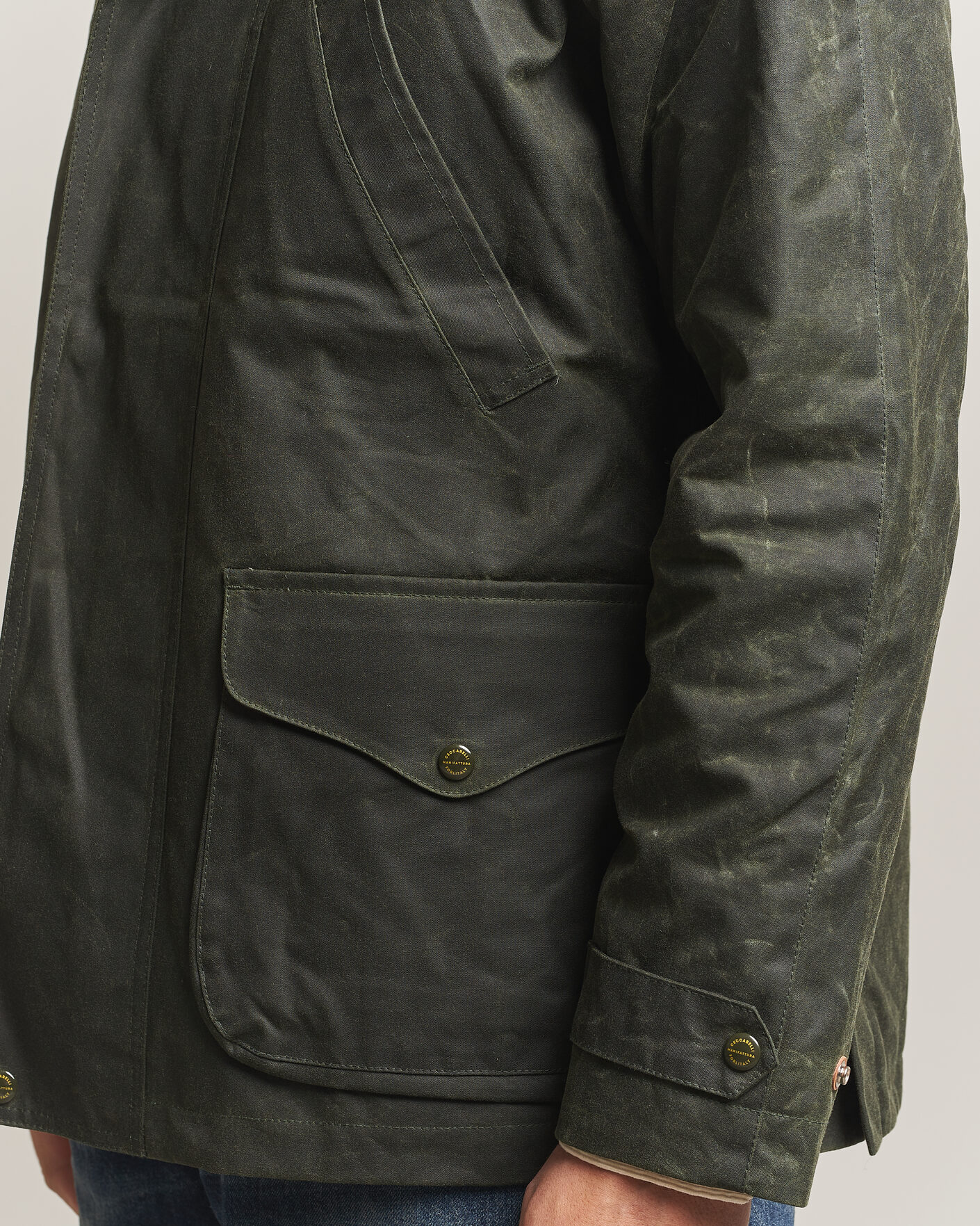 Herren | Jacken | Manifattura Ceccarelli | Rain Caban Wax Cloth Dark Green