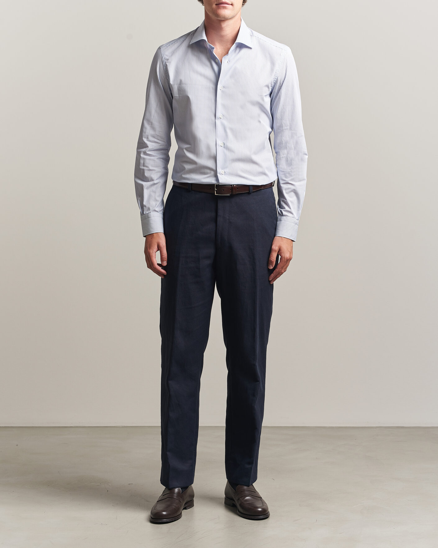 Herren | Hemden | Mazzarelli | Soft Cotton Popeline Shirt Blue Stripe
