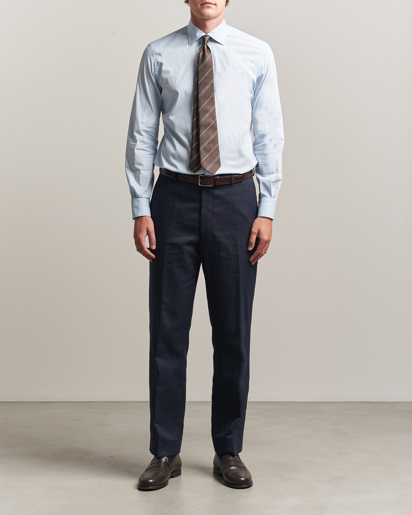 Herren | Hemden | Mazzarelli | Soft Cotton Popeline Shirt Light Blue