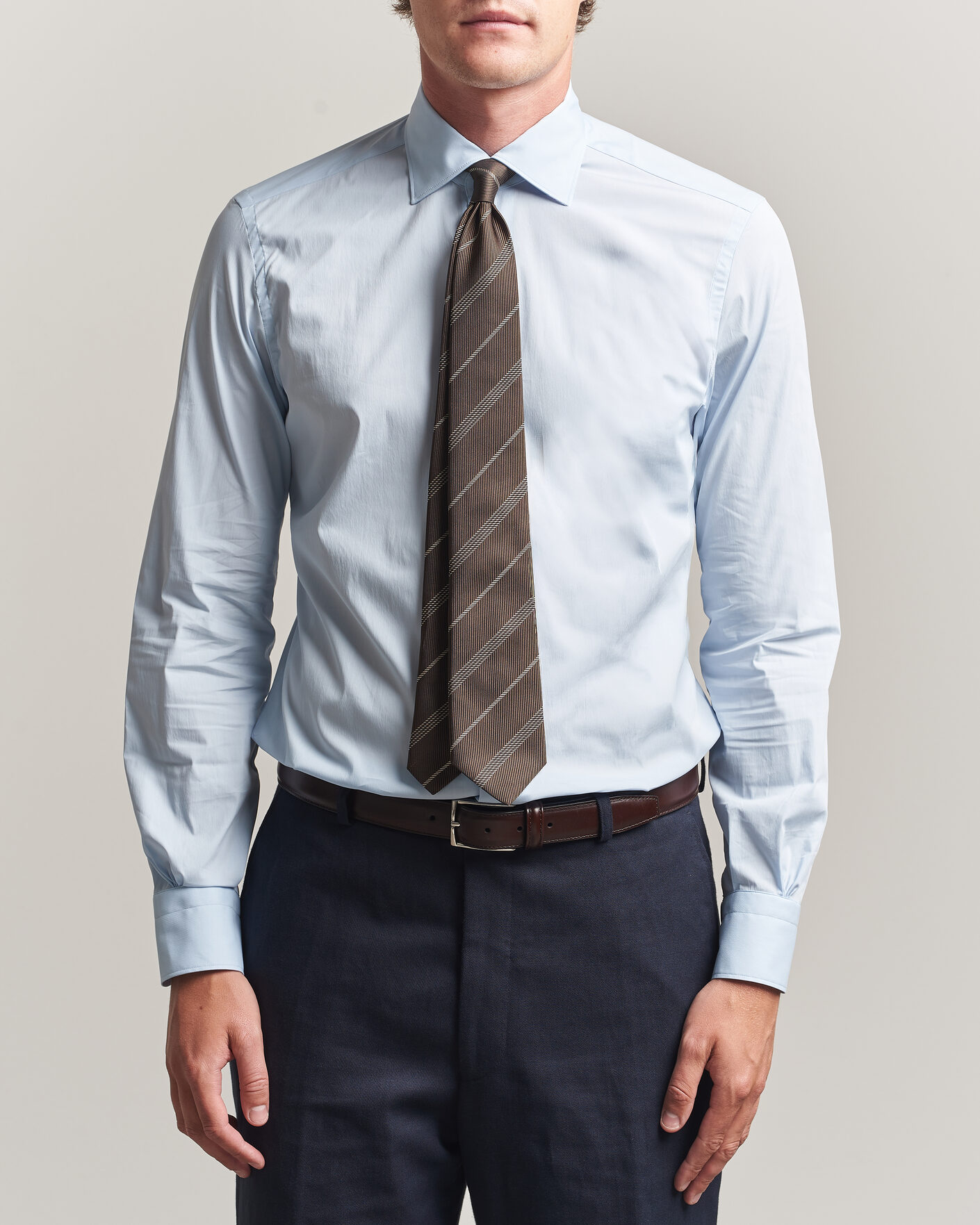 Herren | Hemden | Mazzarelli | Soft Cotton Popeline Shirt Light Blue