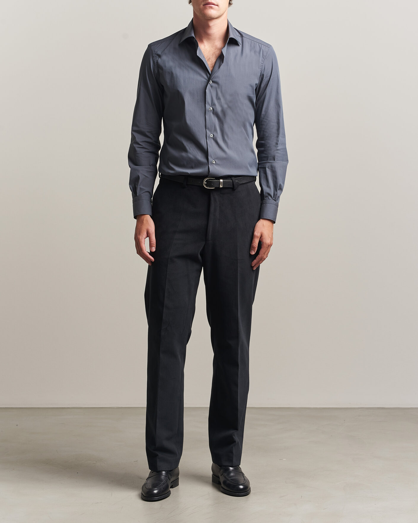 Herren | Hemden | Mazzarelli | Soft Cotton Popeline Shirt Grey
