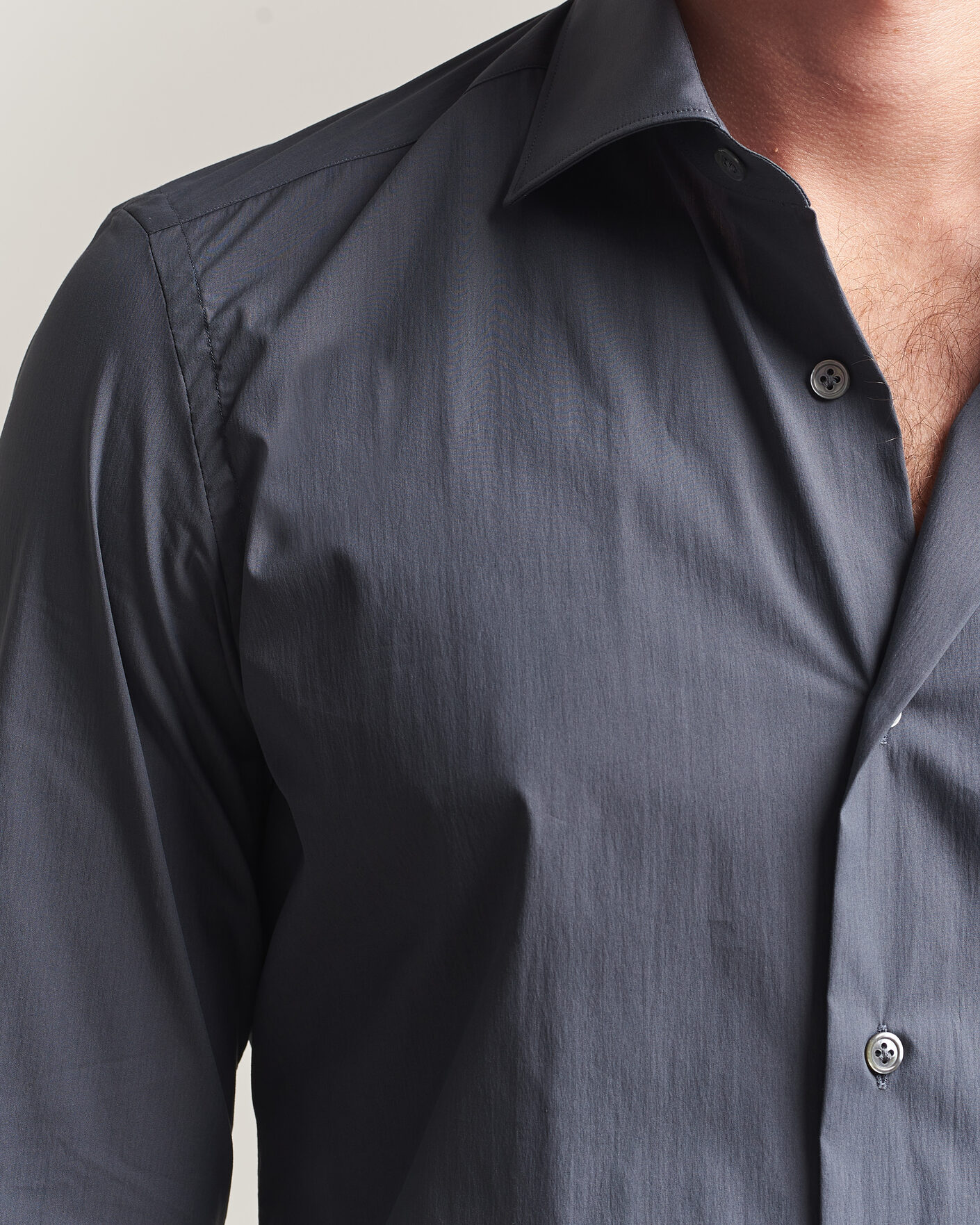 Herren | Hemden | Mazzarelli | Soft Cotton Popeline Shirt Grey
