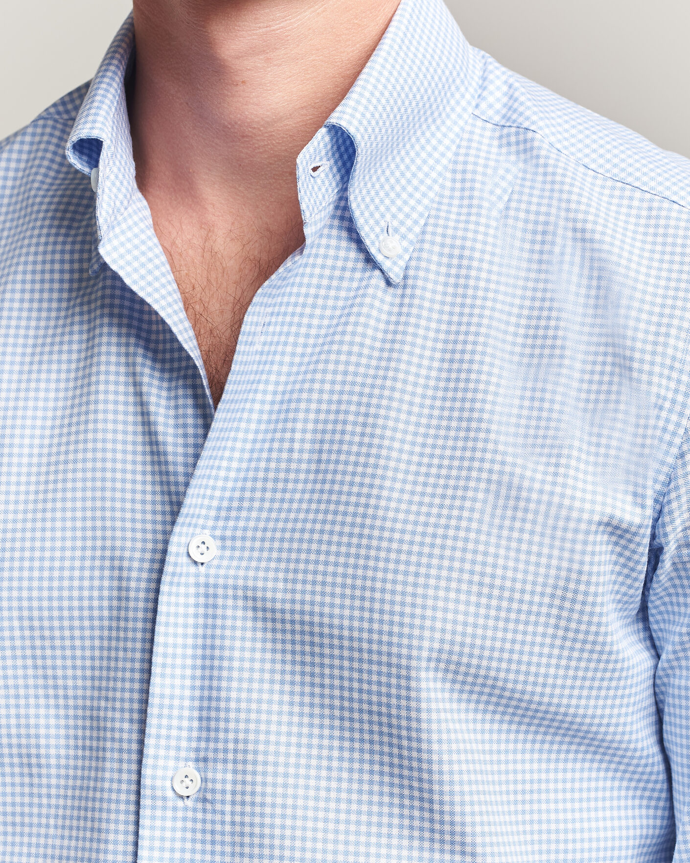 Herren | Hemden | Mazzarelli | Soft Oxford Button Down Shirt Light Blue Check