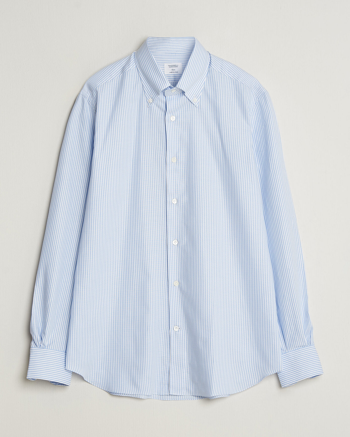 Herren | Hemden | Mazzarelli | Soft Oxford Button Down Shirt Light Blue Stripe