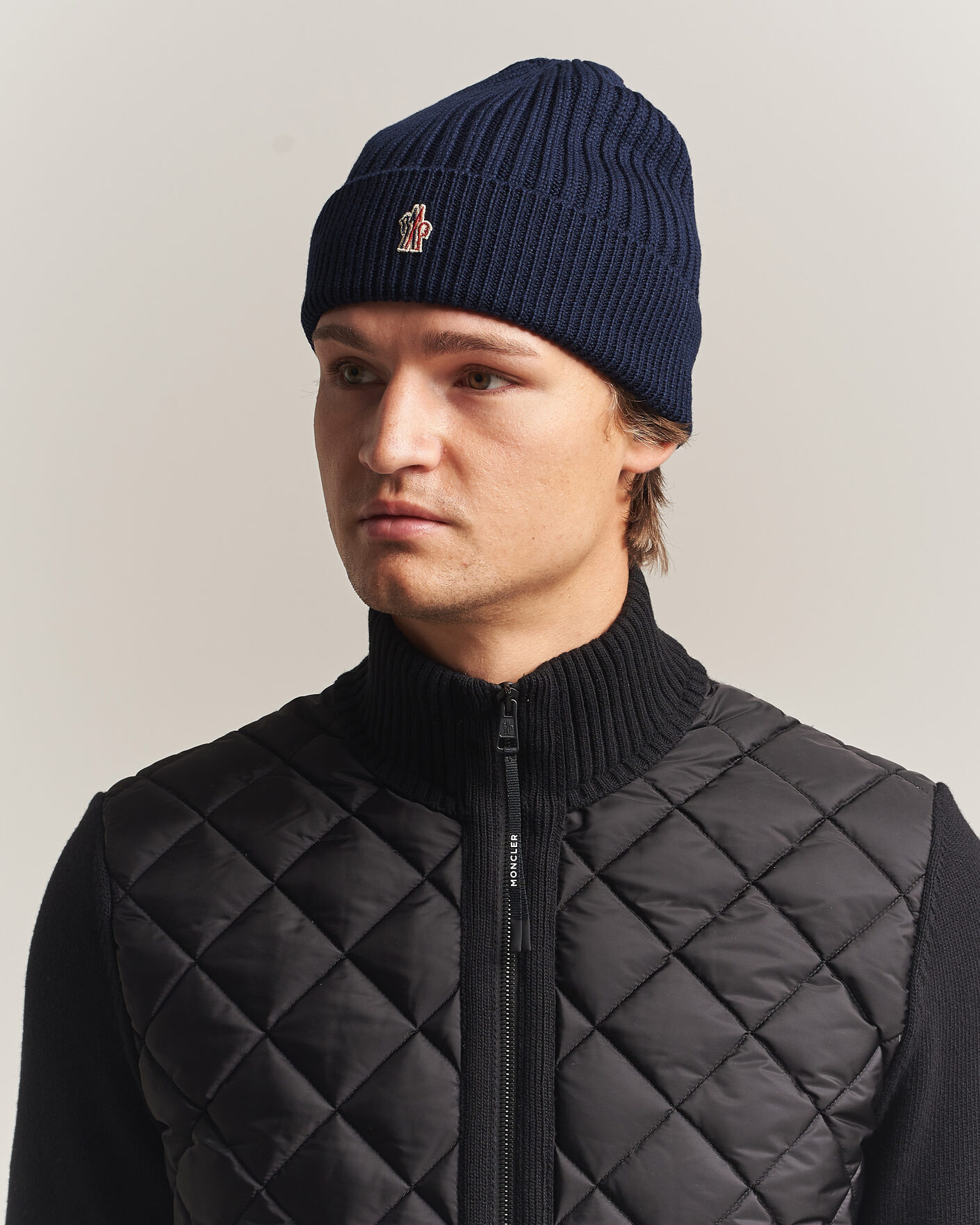 Moncler Grenoble Rib Wool Beanie Navy bei Care of Carl