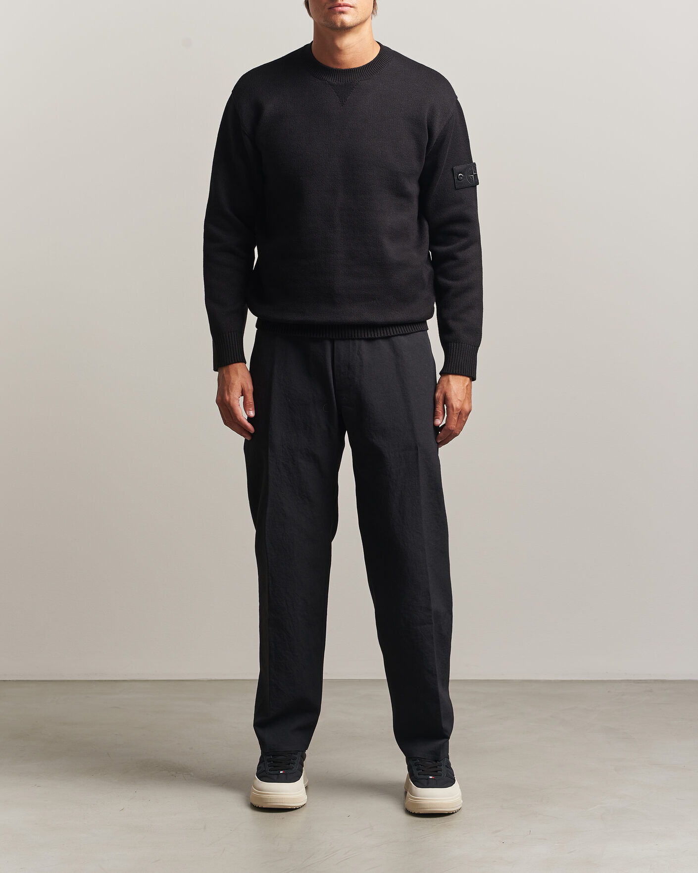 Herren | Pullover | Stone Island | Ghost Plush Stitch Winter Cotton Sweat Black