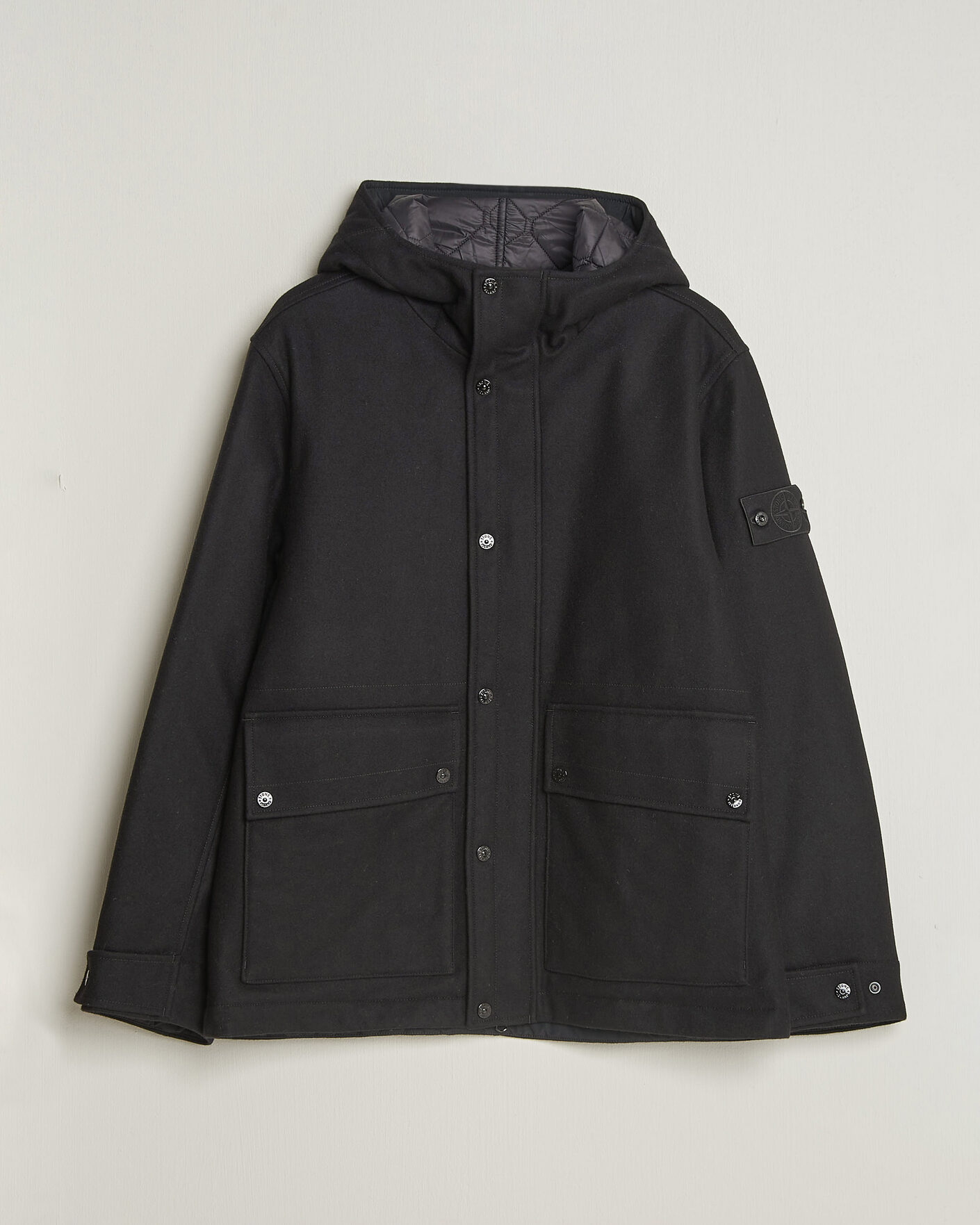 Herren | Jacken | Stone Island | Ghost Wool/Nylon Flannel Short Parka Black