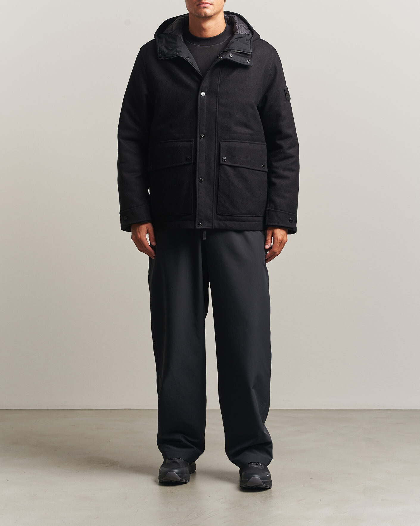 Herren | Jacken | Stone Island | Ghost Wool/Nylon Flannel Short Parka Black