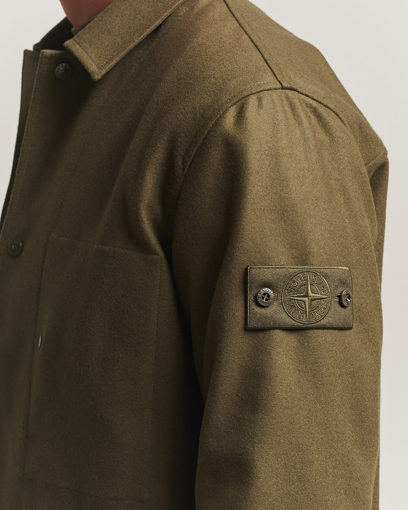 Herren | Hemden | Stone Island | Ghost Wool/Nylon Flannel Overshirt Miltary Green