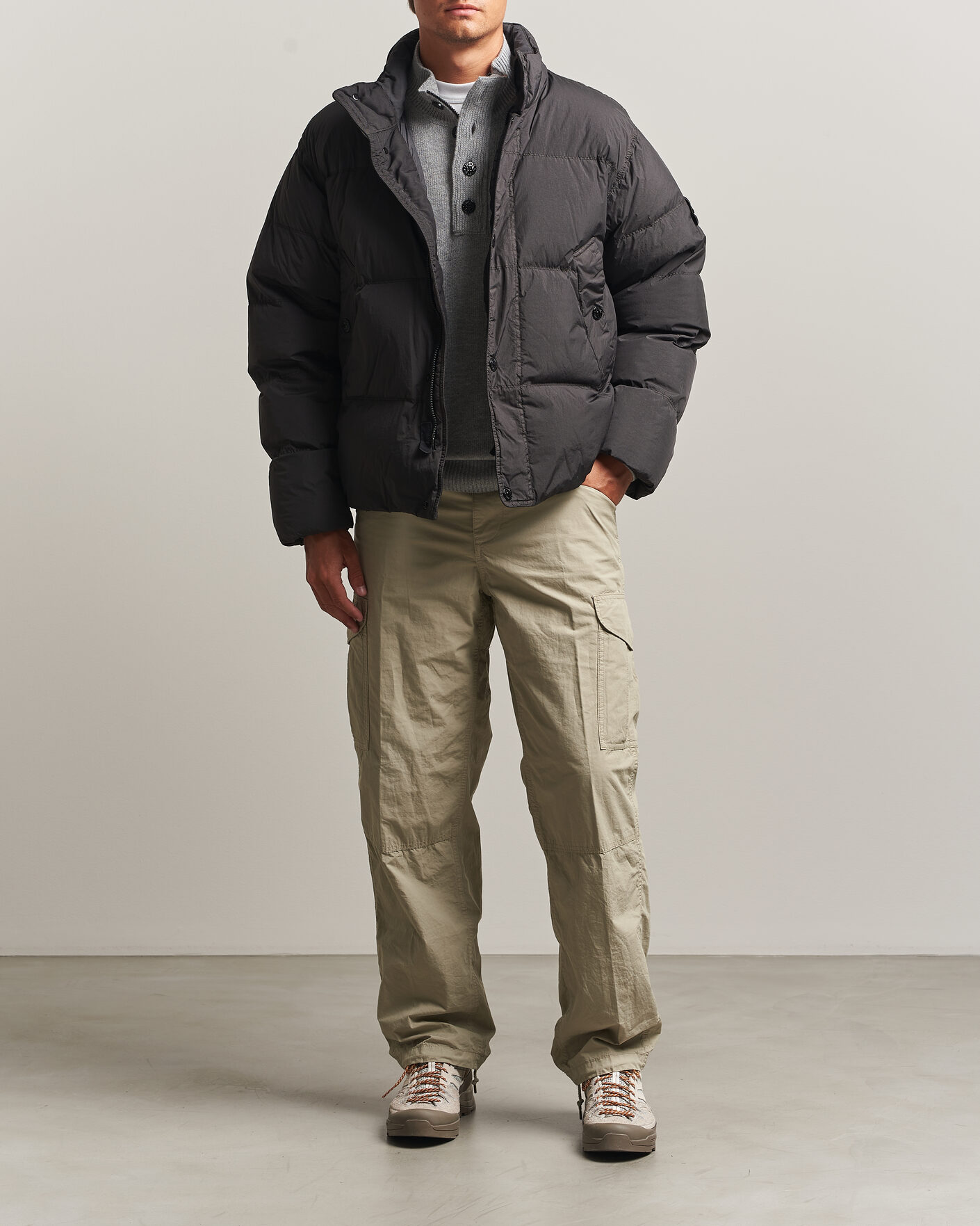 Herren | Jacken | Stone Island | Crinkle Reps Padded Down Jacket Lead Grey