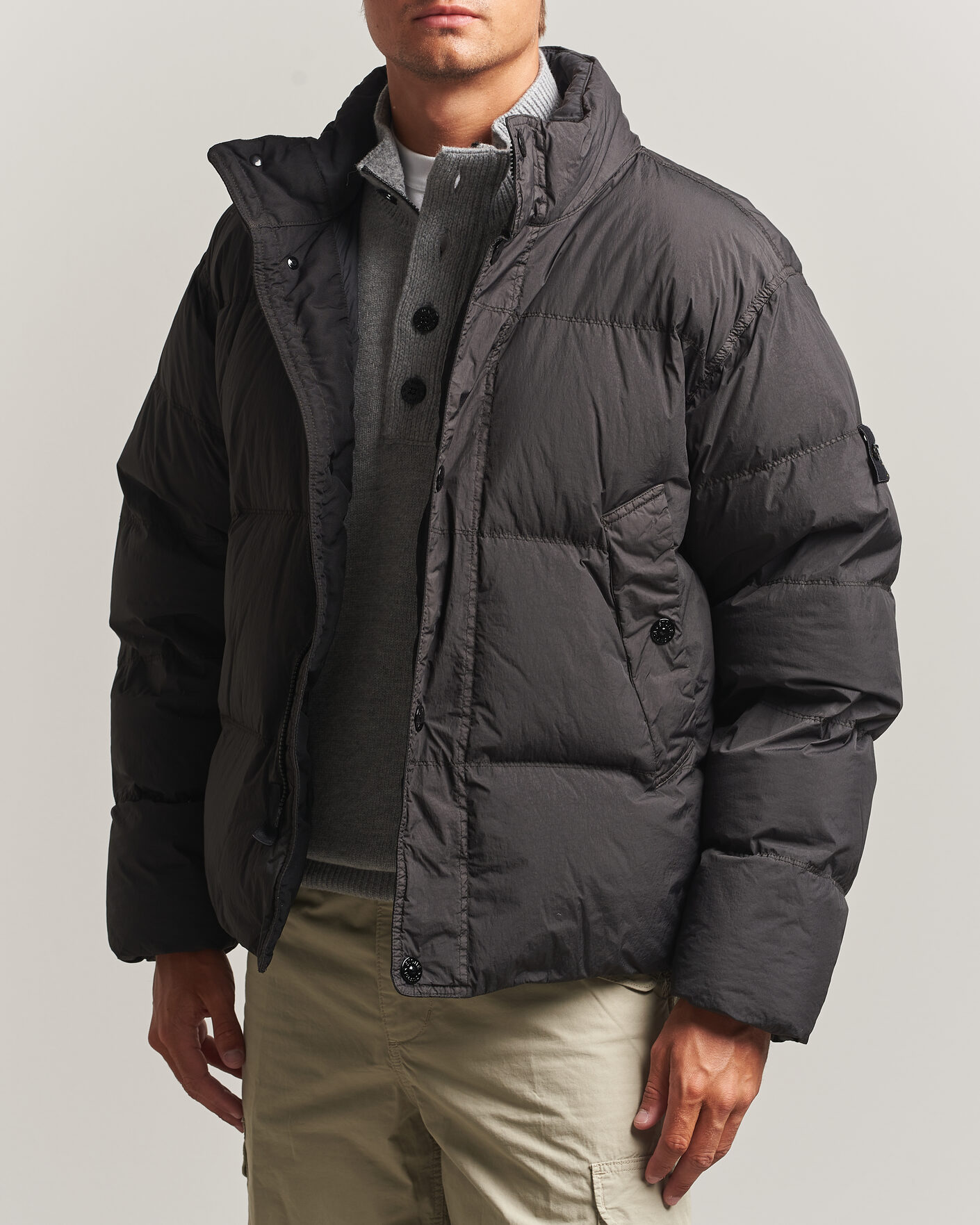 Herren | Jacken | Stone Island | Crinkle Reps Padded Down Jacket Lead Grey
