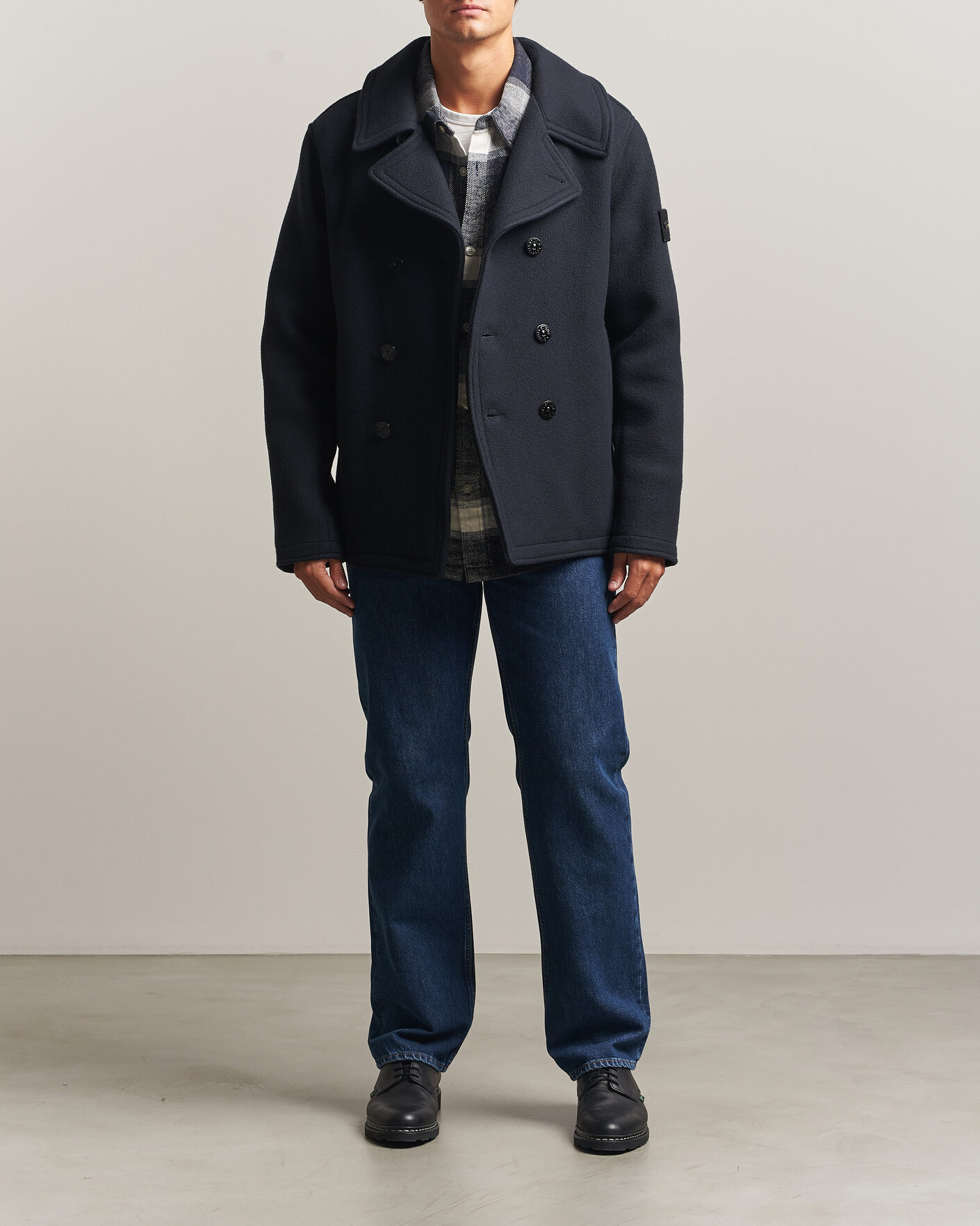 Herren | Jacken | Stone Island | Heavy Melton Wool Peacoat Navy Blue
