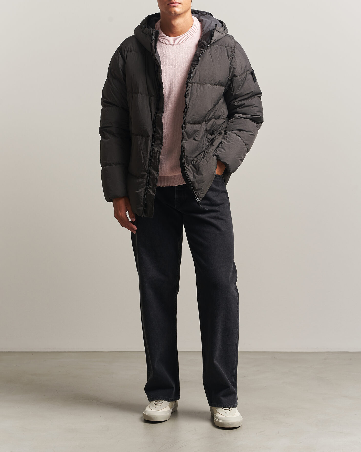 Herren | Jacken | Stone Island | Crinkle Reps Padded Hood Down Jacket Grey