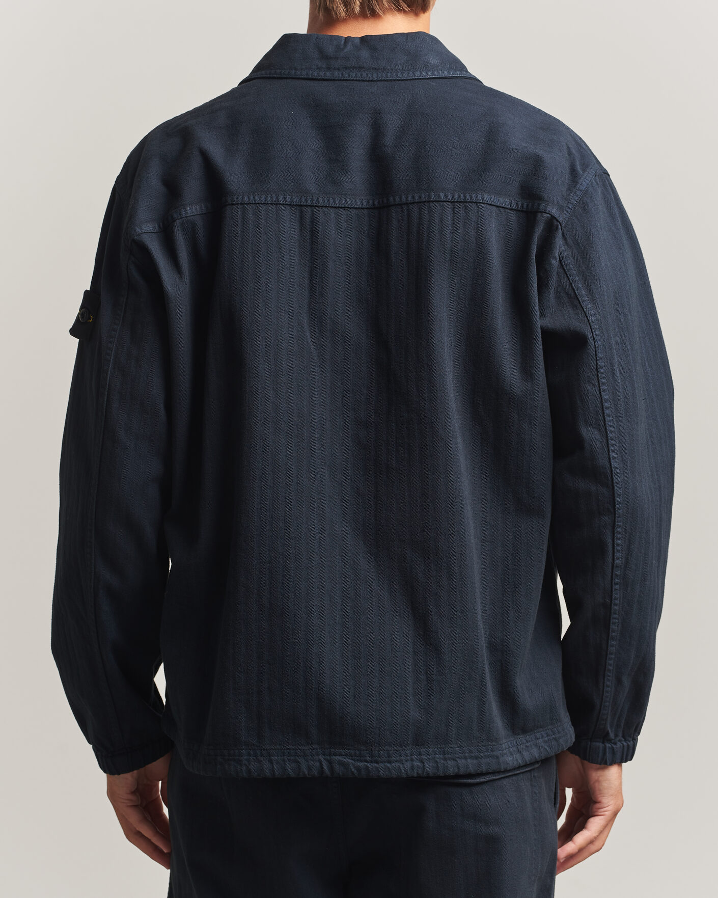 Herren | Hemden | Stone Island | Garment Dyed Cotton Herringbone Overshirt Navy Blue