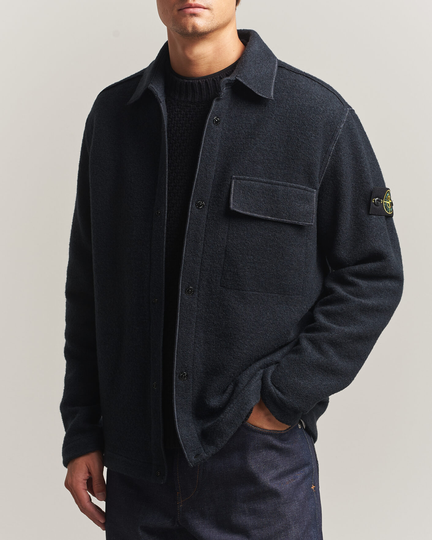 Herren | Hemden | Stone Island | Micro Bouclé Overshirt Navy Blue