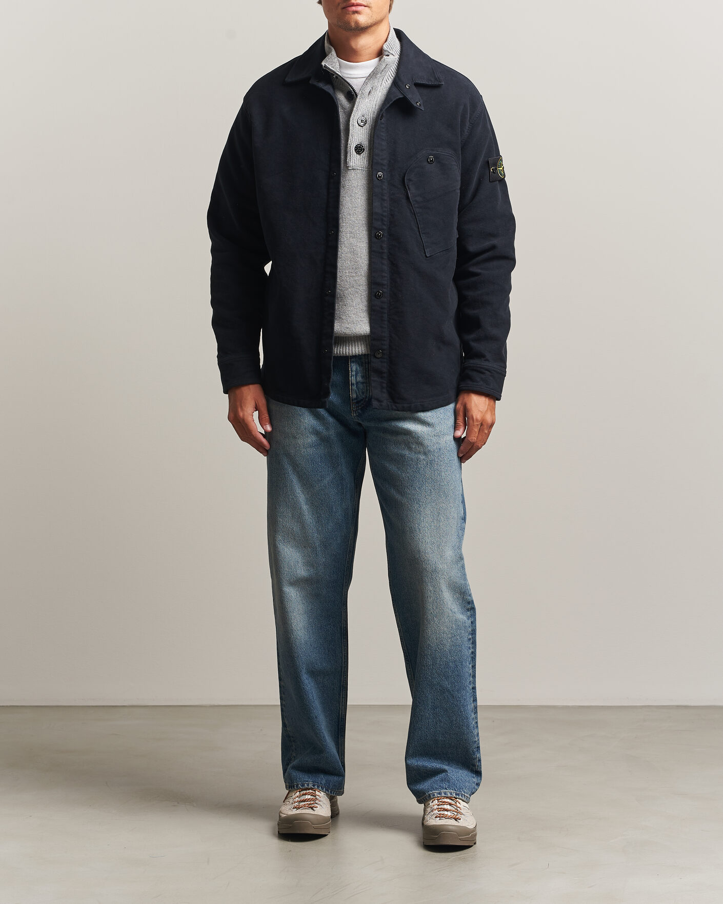 Herren | Hemden | Stone Island | Cotton Moleskin Overshirt Navy Blue