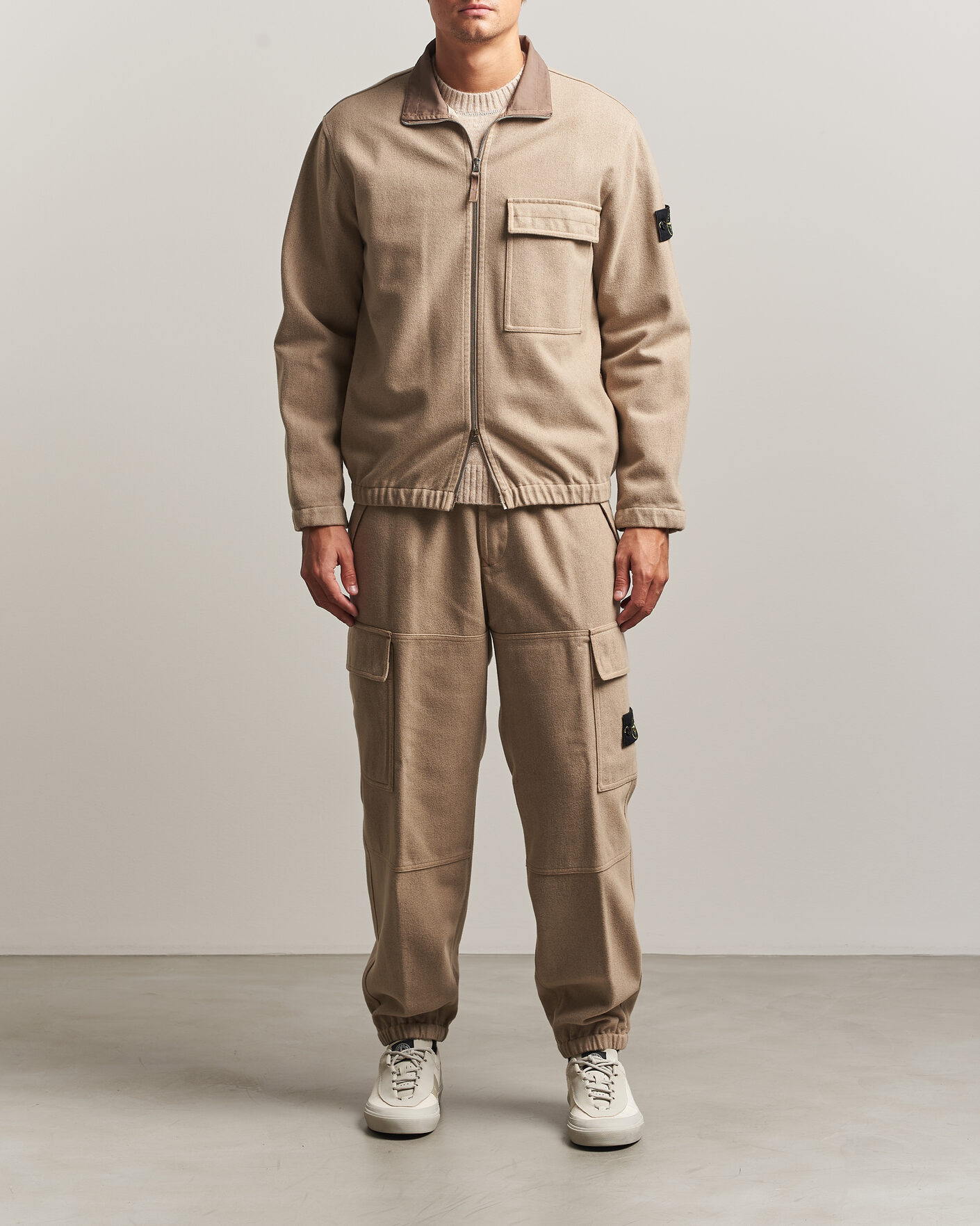 Herren | Hosen | Stone Island | Wool/Nylon Flannel Cargo Trousers Biscuit